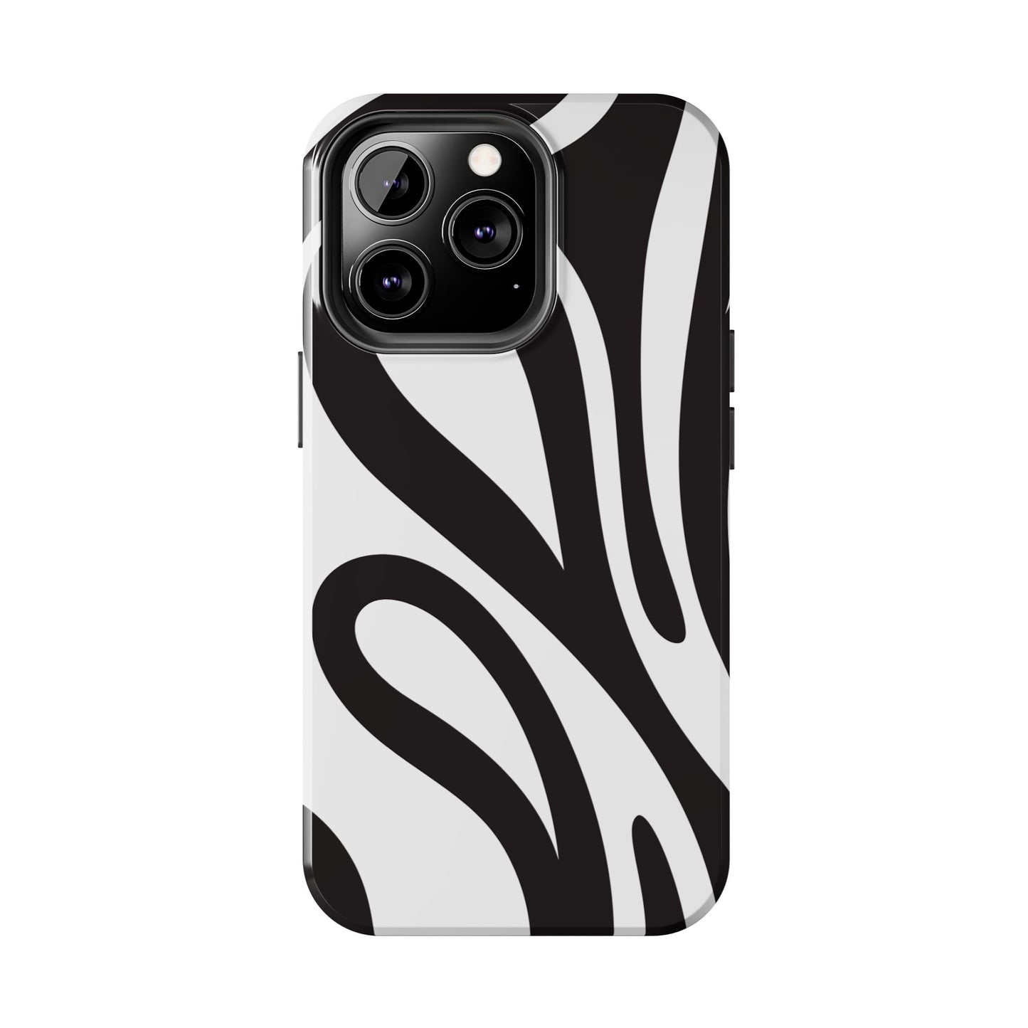 Modern Black and White Abstract Tough iPhone Case – Bold Graphic Pattern with Dual-Layer Protection
