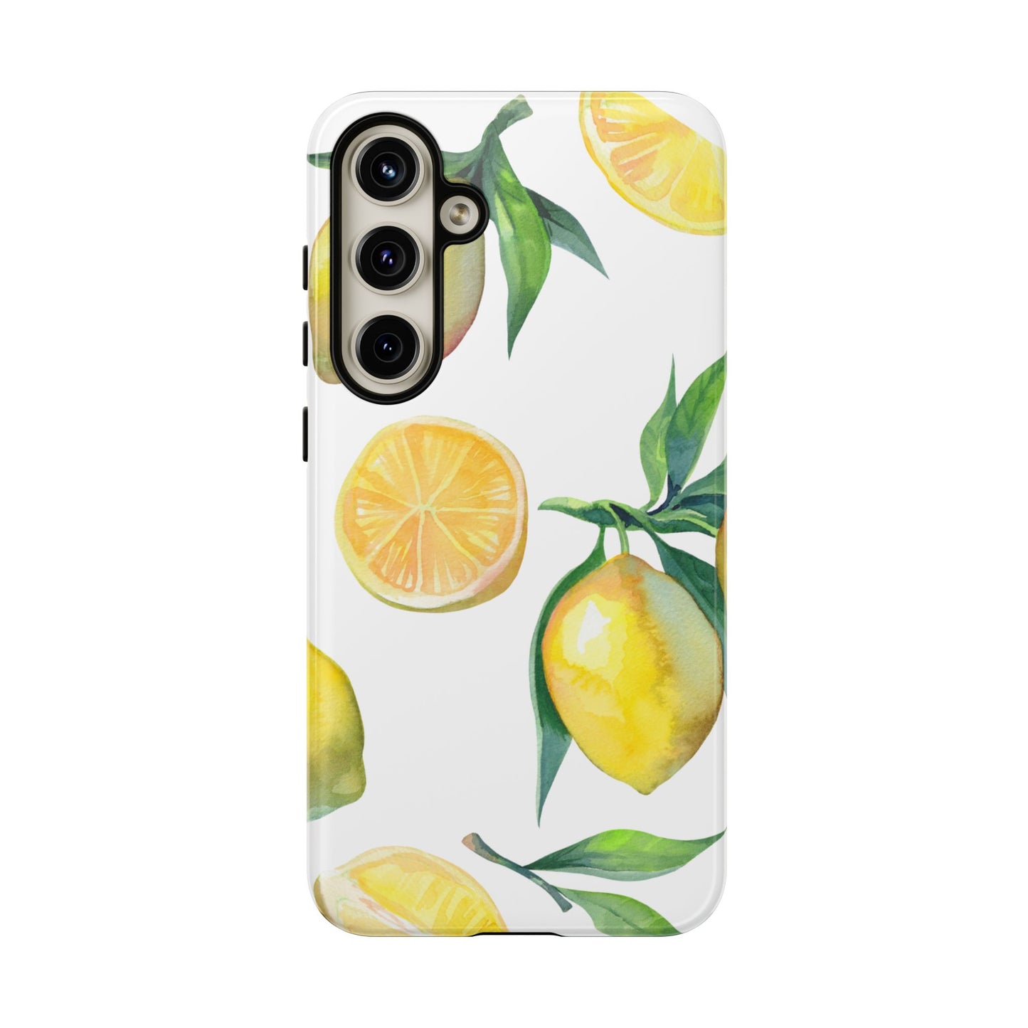 Lemon Grove Watercolor Tough Samsung Galaxy  Case – Fresh Citrus Design, Dual-Layer Protection