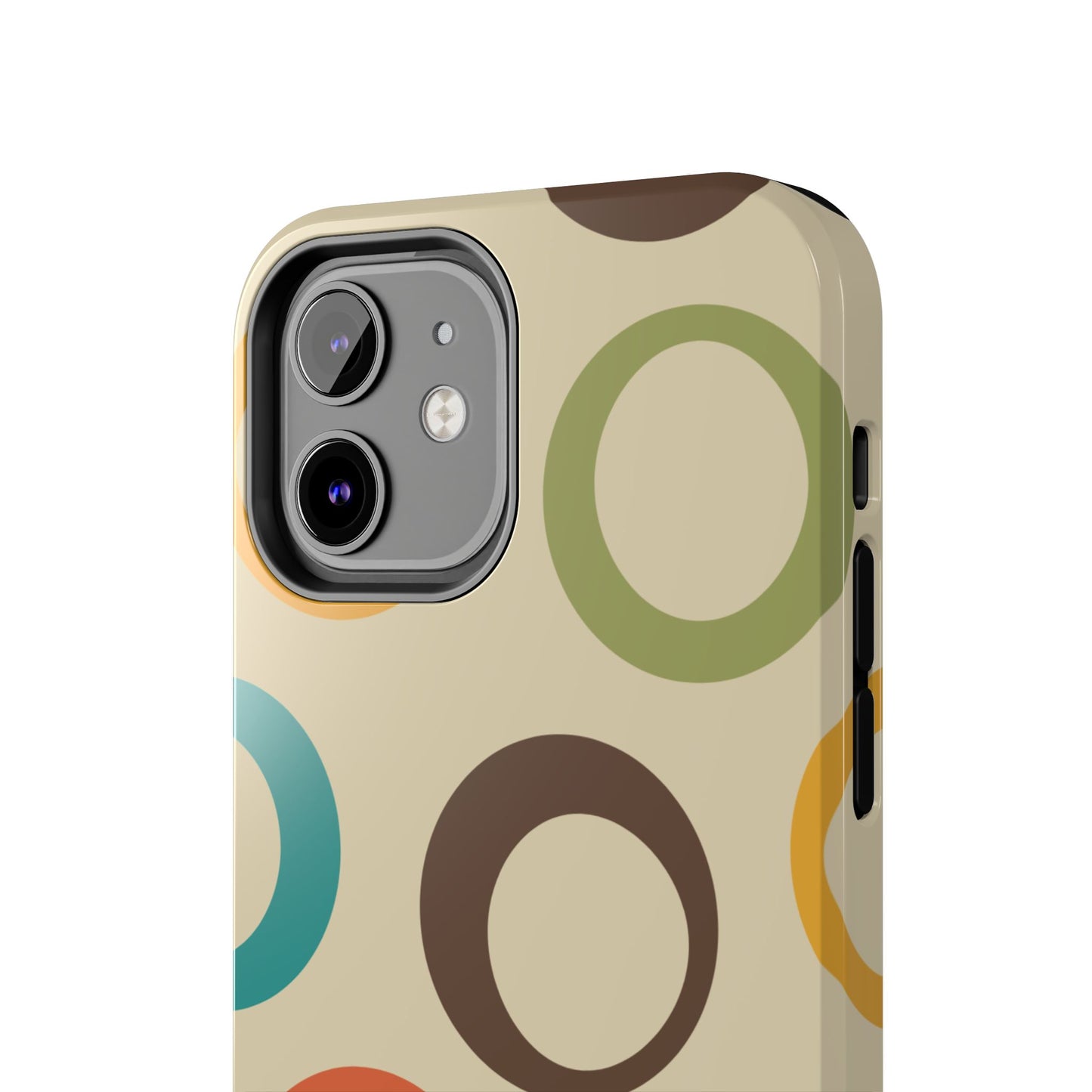 Retro Colorful Rings iPhone Case – Shockproof, Matte Finish, Dual-Layer Protection