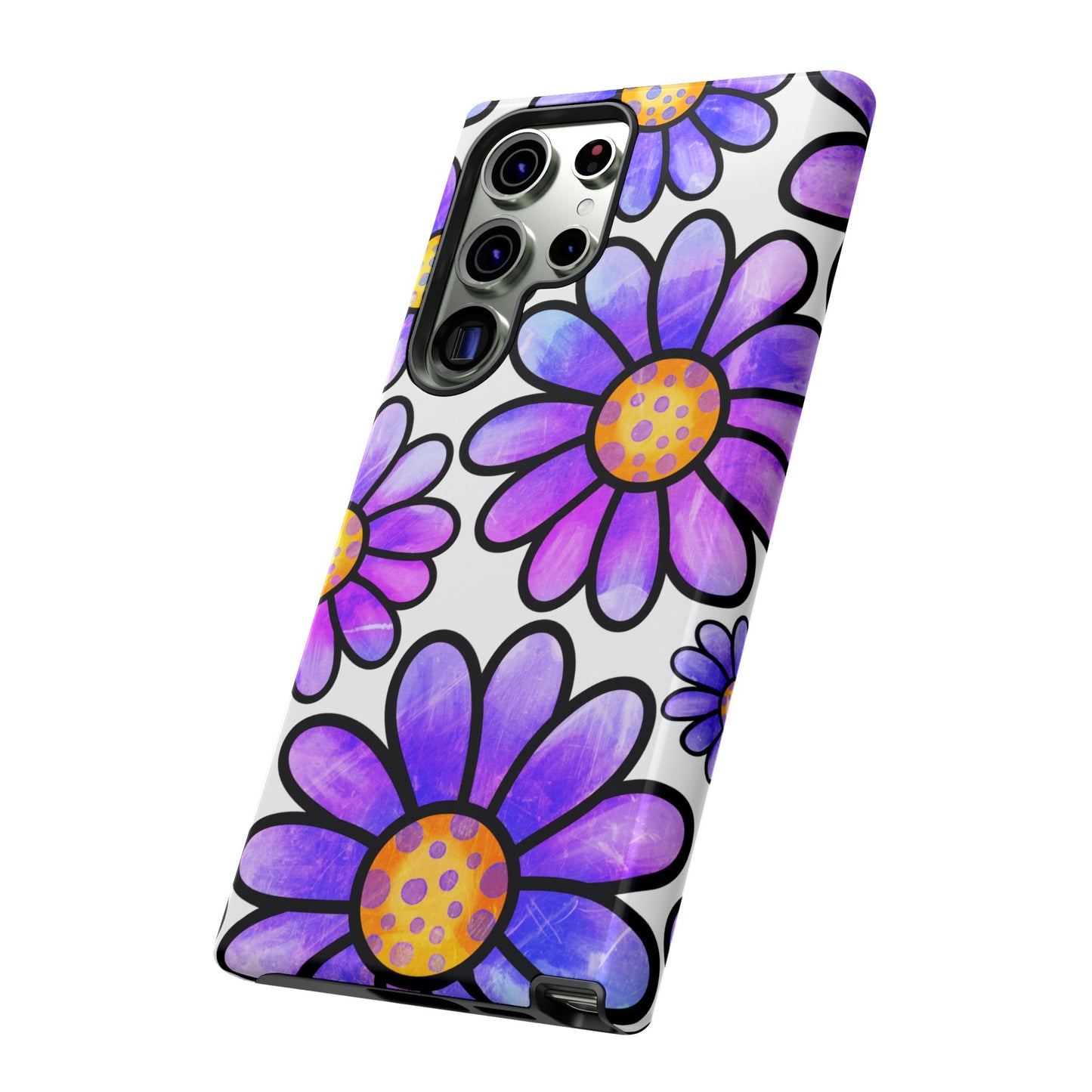 Purple Daisy Delight Samsung Galaxy Case – Slim Profile, Glossy Finish