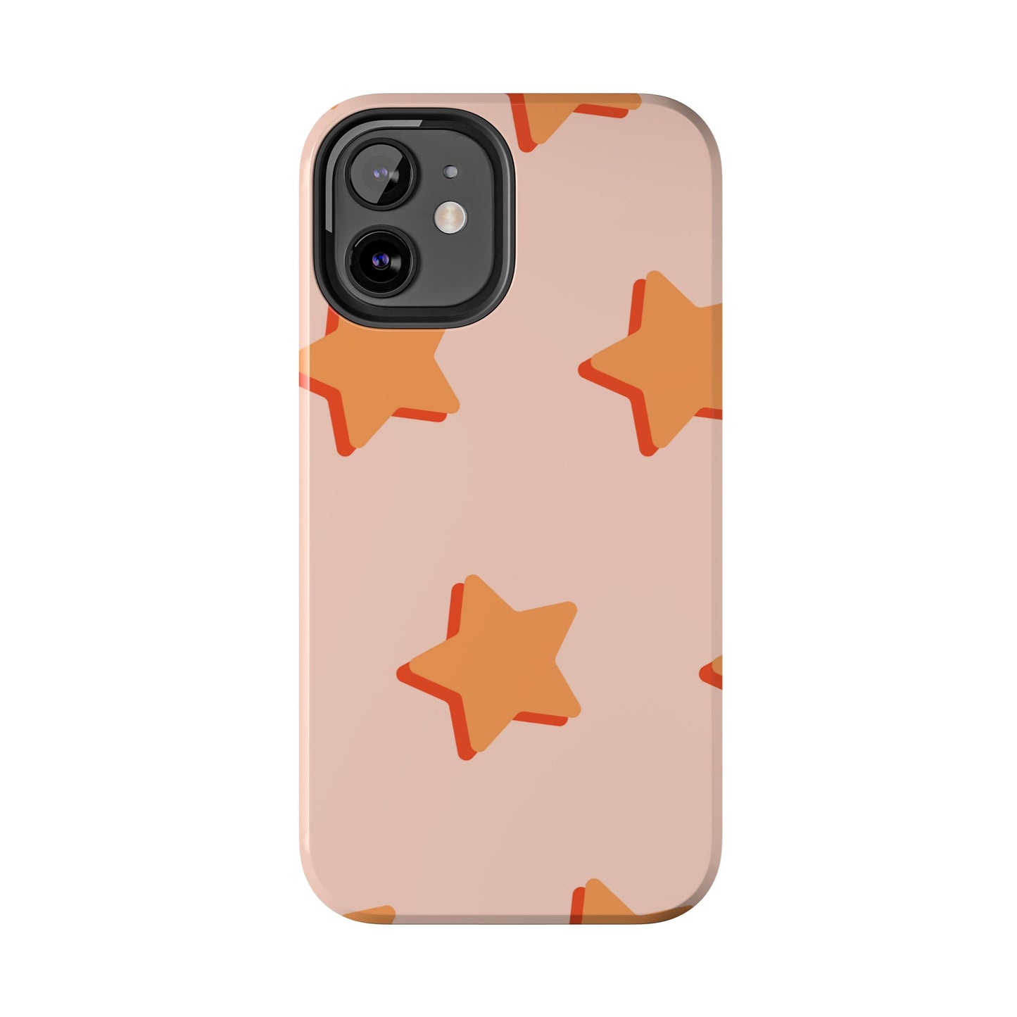 Retro Orange Stars iPhone Case – Shock-Resistant, Smooth Matte Finish, Dual-Layer Design