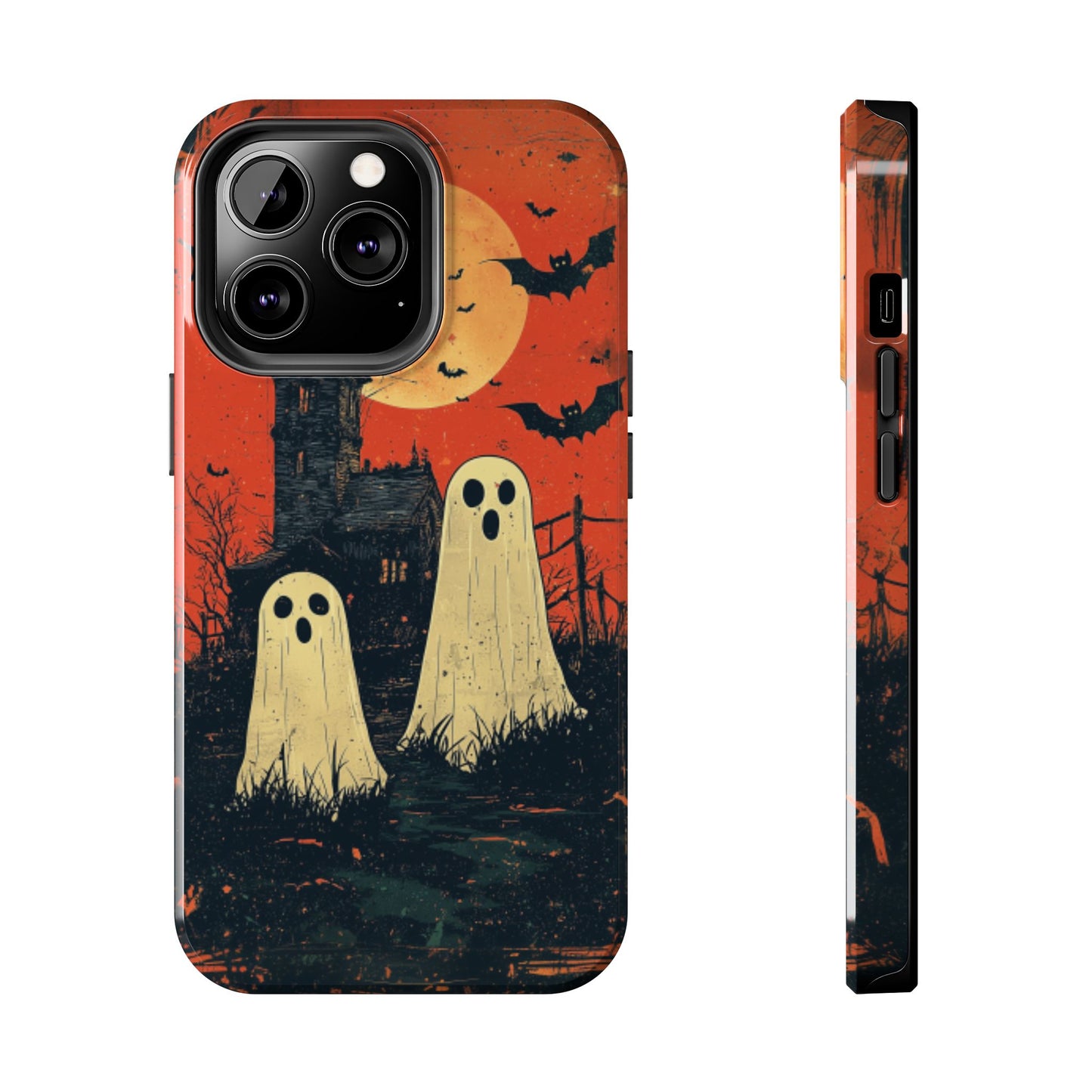 Haunted House & Ghosts iPhone Case – Spooky Halloween Full Moon Design