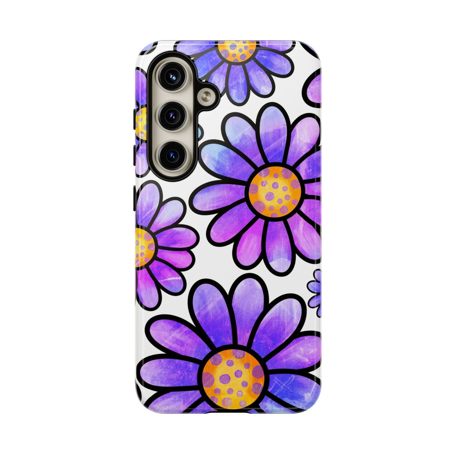 Purple Daisy Delight Samsung Galaxy Case – Slim Profile, Glossy Finish