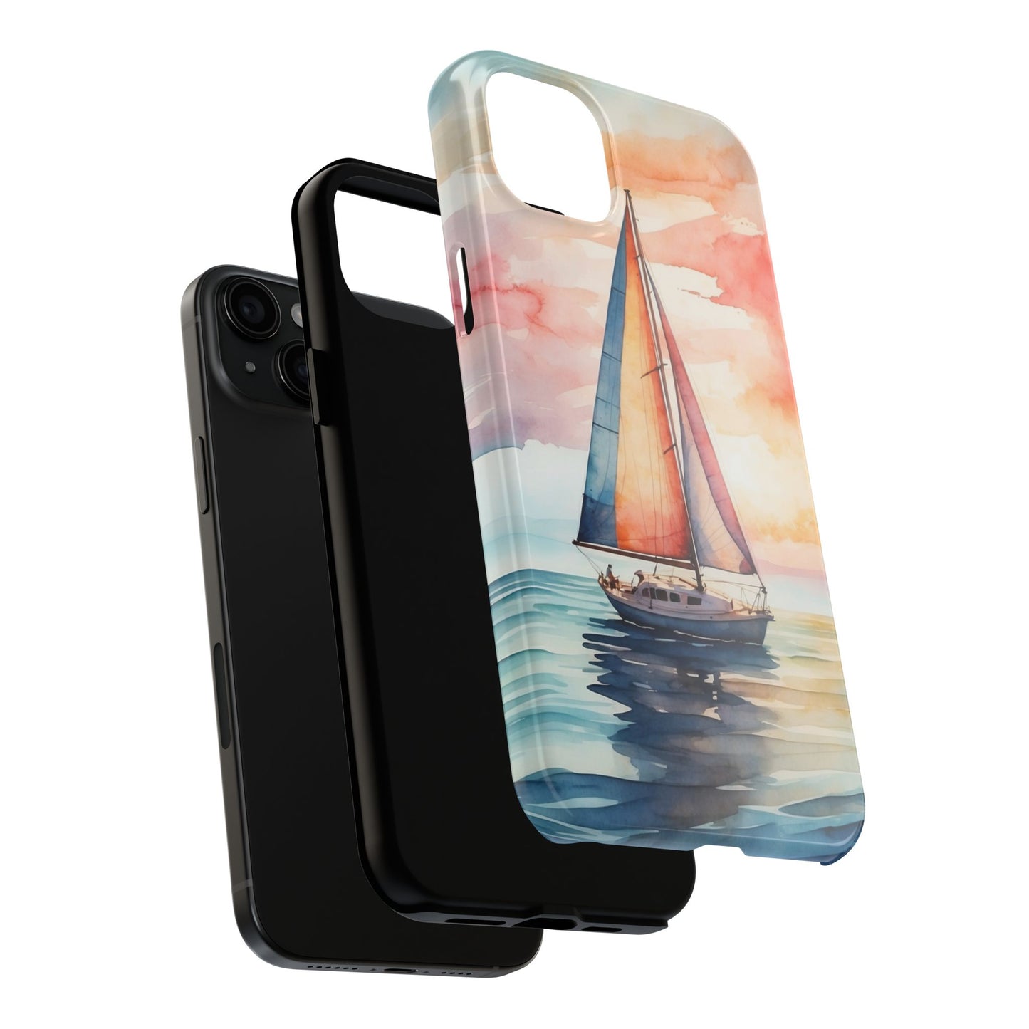 Sailboat Sunset iPhone Case – Vibrant Watercolor Design