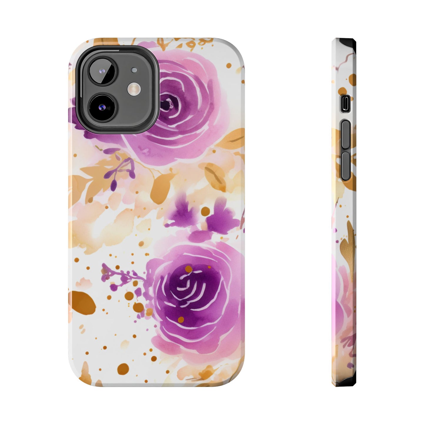 Soft Purple & Gold Floral Splash - iPhone Series Case