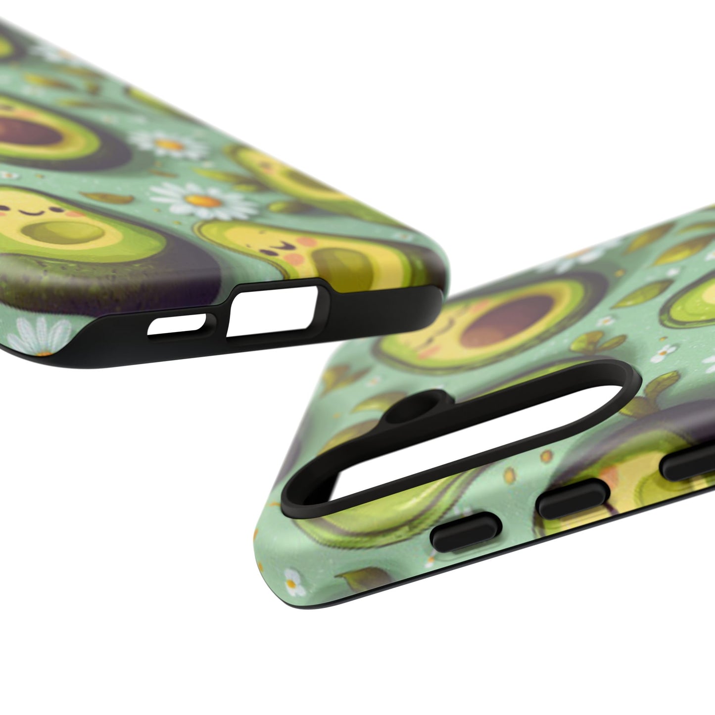 Cute Avocado Samsung Galaxy Case – Adorable Kawaii Avocados with Daisies, Shock-Resistant