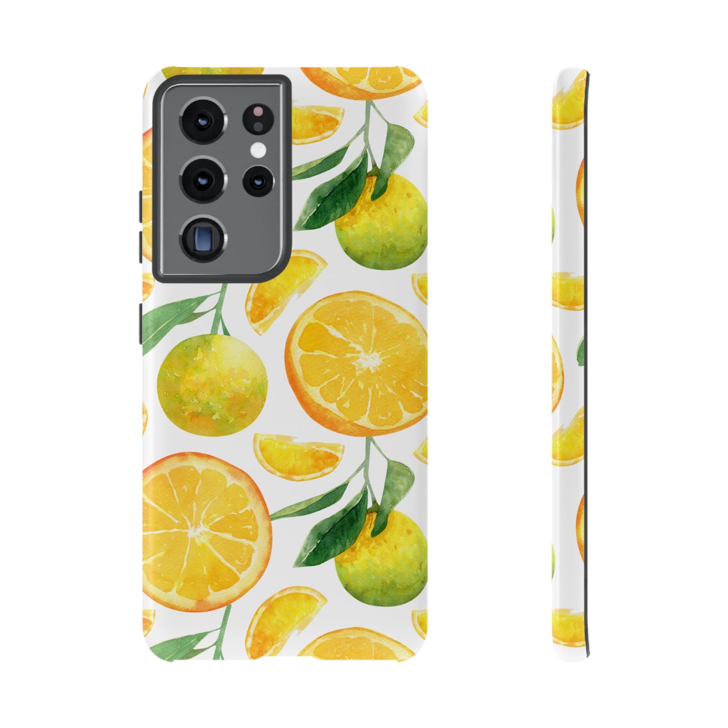 Sunny Citrus Grove Tough Samsung Galaxy Case – Watercolor Orange Design, Dual-Layer Protection