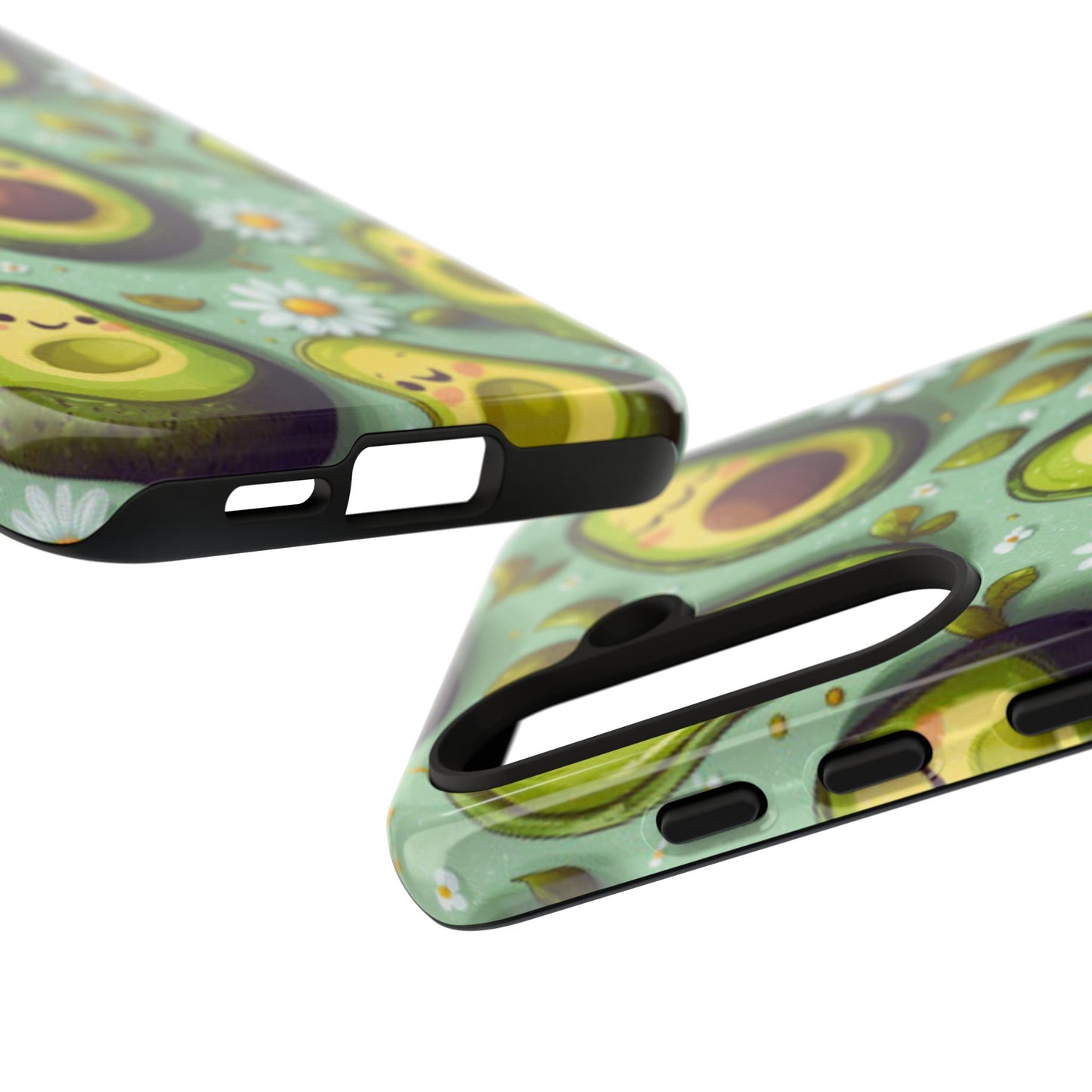 Cute Avocado Samsung Galaxy Case – Adorable Kawaii Avocados with Daisies, Shock-Resistant