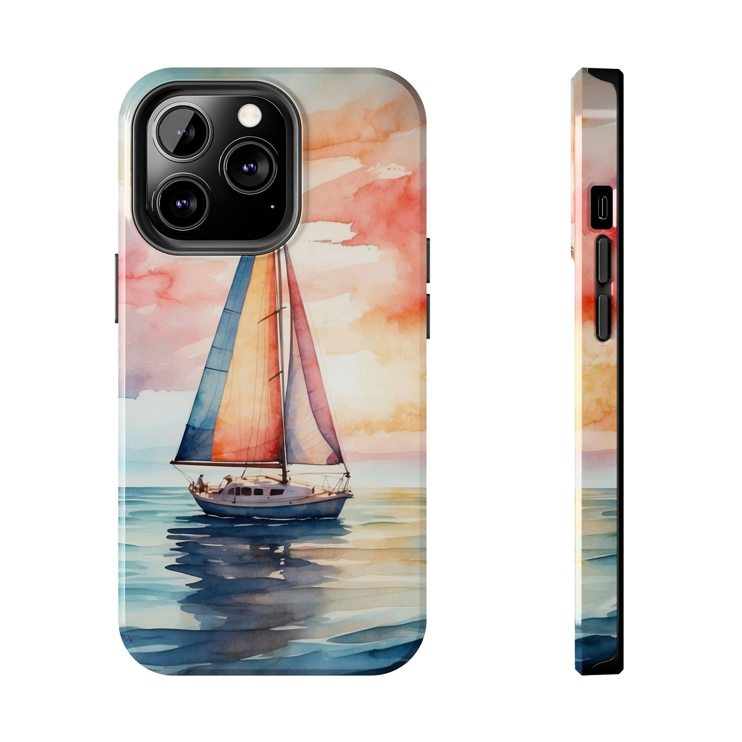 Sailboat Sunset iPhone Case – Vibrant Watercolor Design
