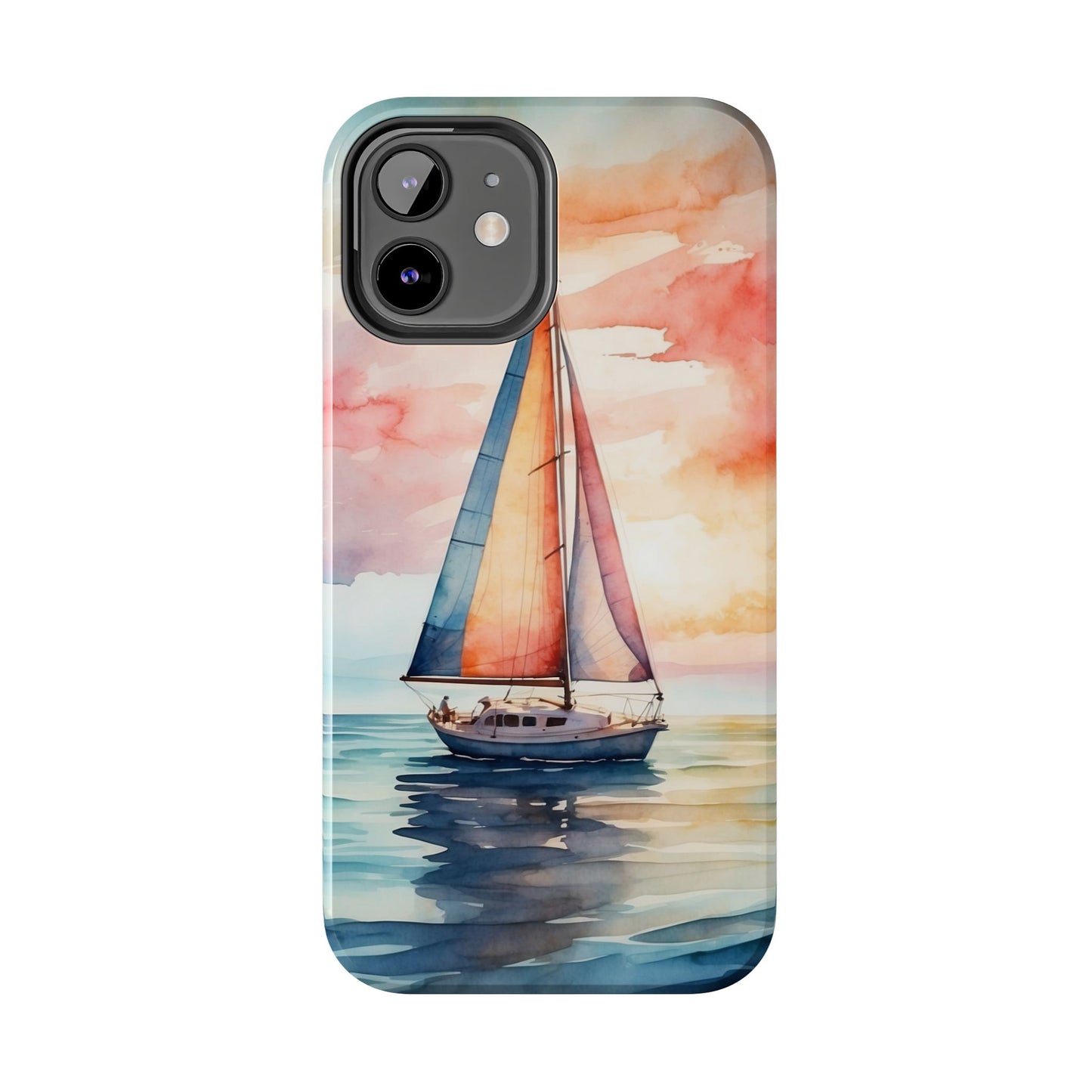 Sailboat Sunset iPhone Case – Vibrant Watercolor Design