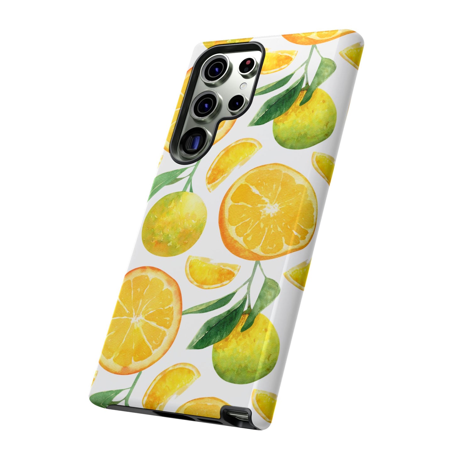 Sunny Citrus Grove Tough Samsung Galaxy Case – Watercolor Orange Design, Dual-Layer Protection