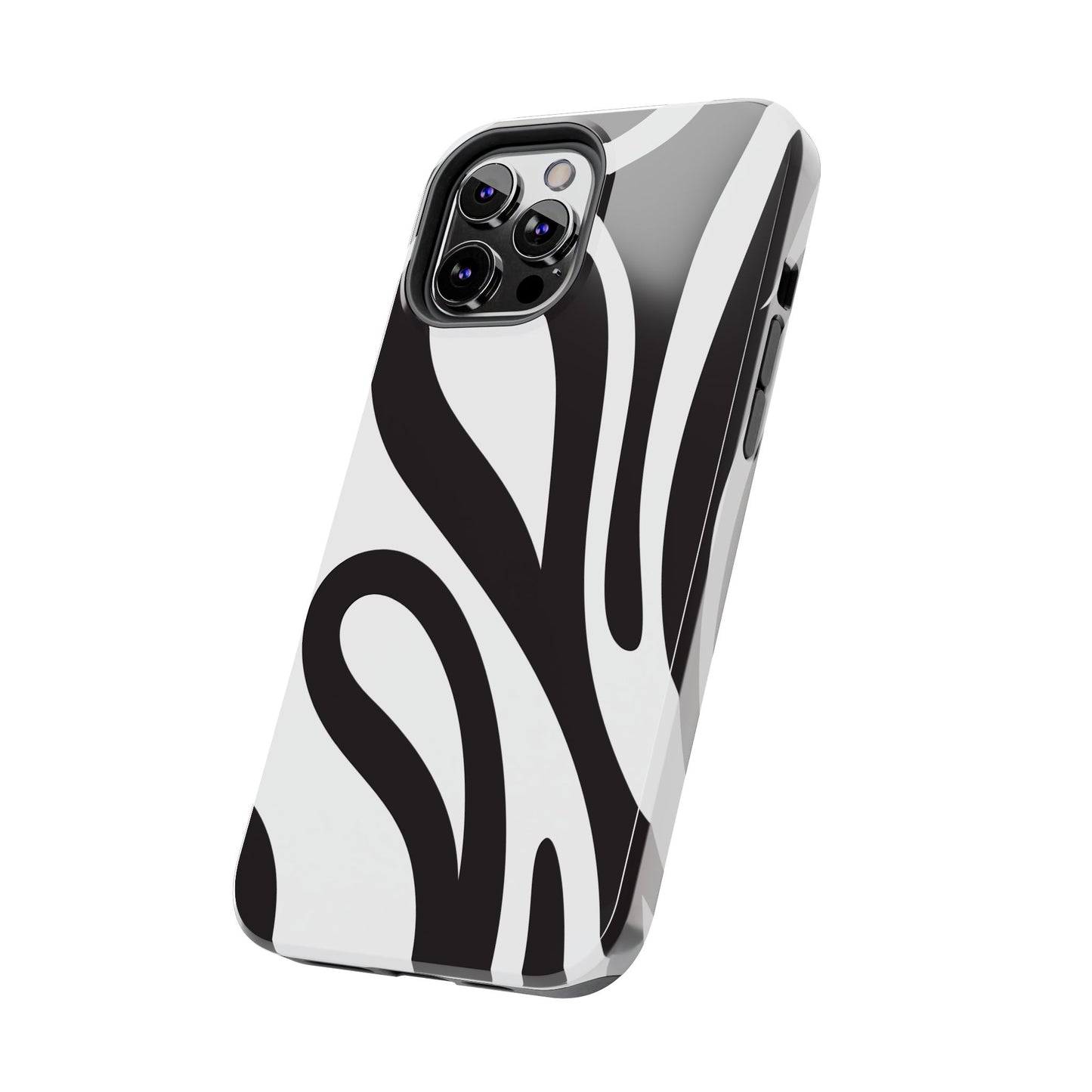Modern Black and White Abstract Tough iPhone Case – Bold Graphic Pattern with Dual-Layer Protection