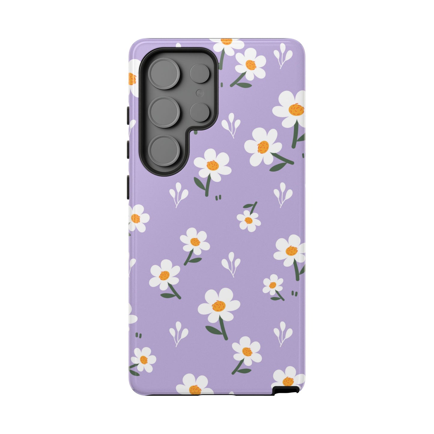 Purple Daisy Garden Samsung Galaxy Case – Soft Lavender Background, Shockproof Protection with Slim Fit