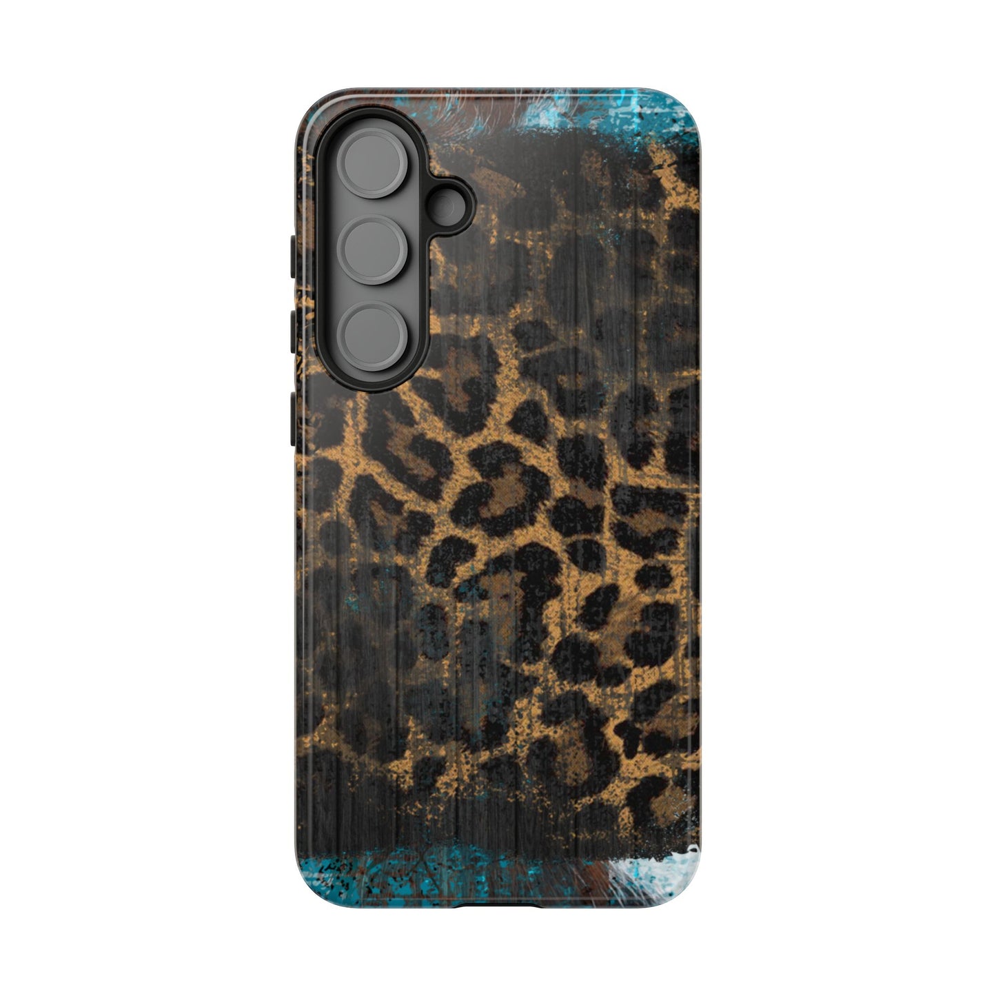 Boho Leopard and Turquoise Tough Samsung Galaxy Case – Rustic Western Design with Dual-Layer Protection