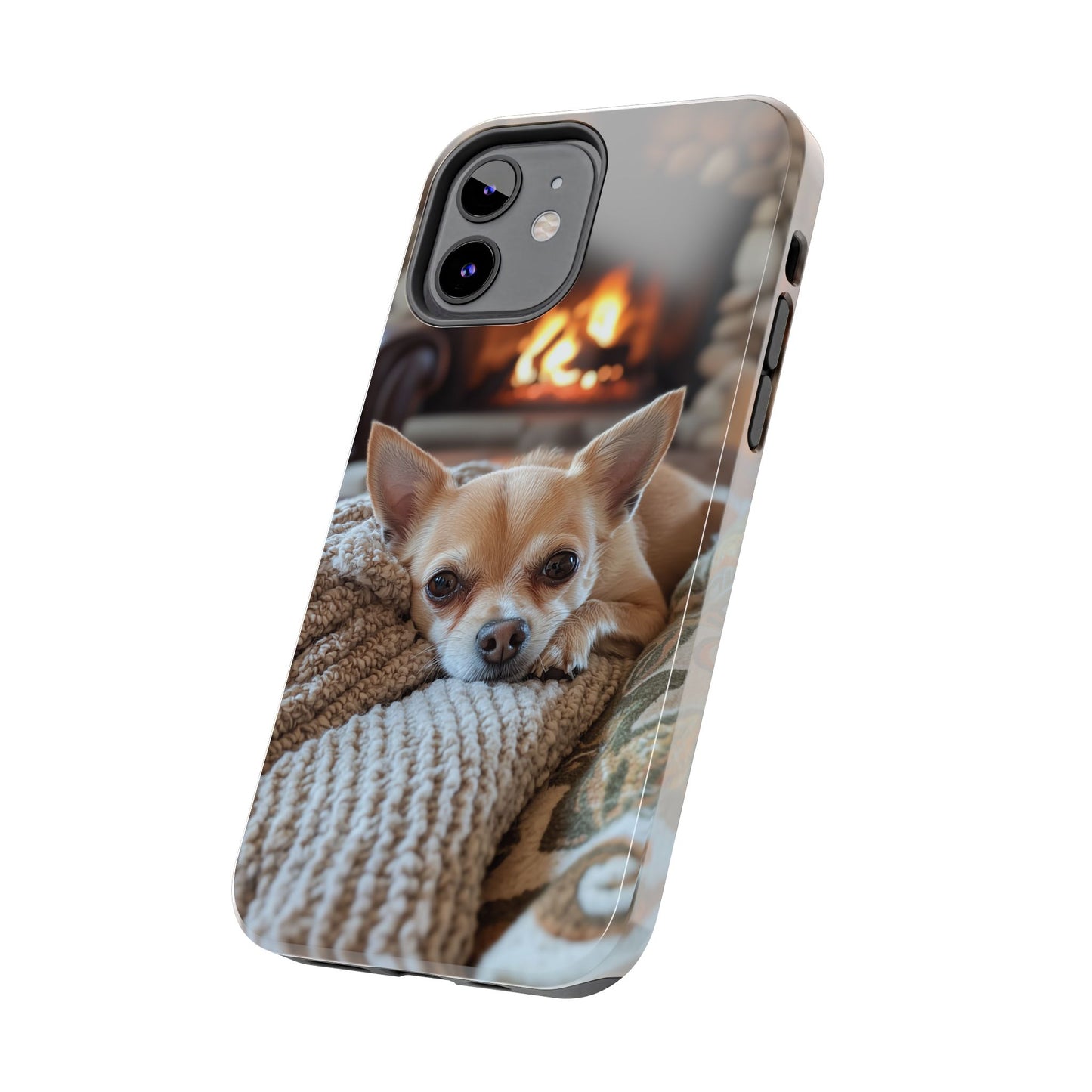 Relaxing Chihuahua by Fireplace iPhone Case – Warm and Stylish Protection