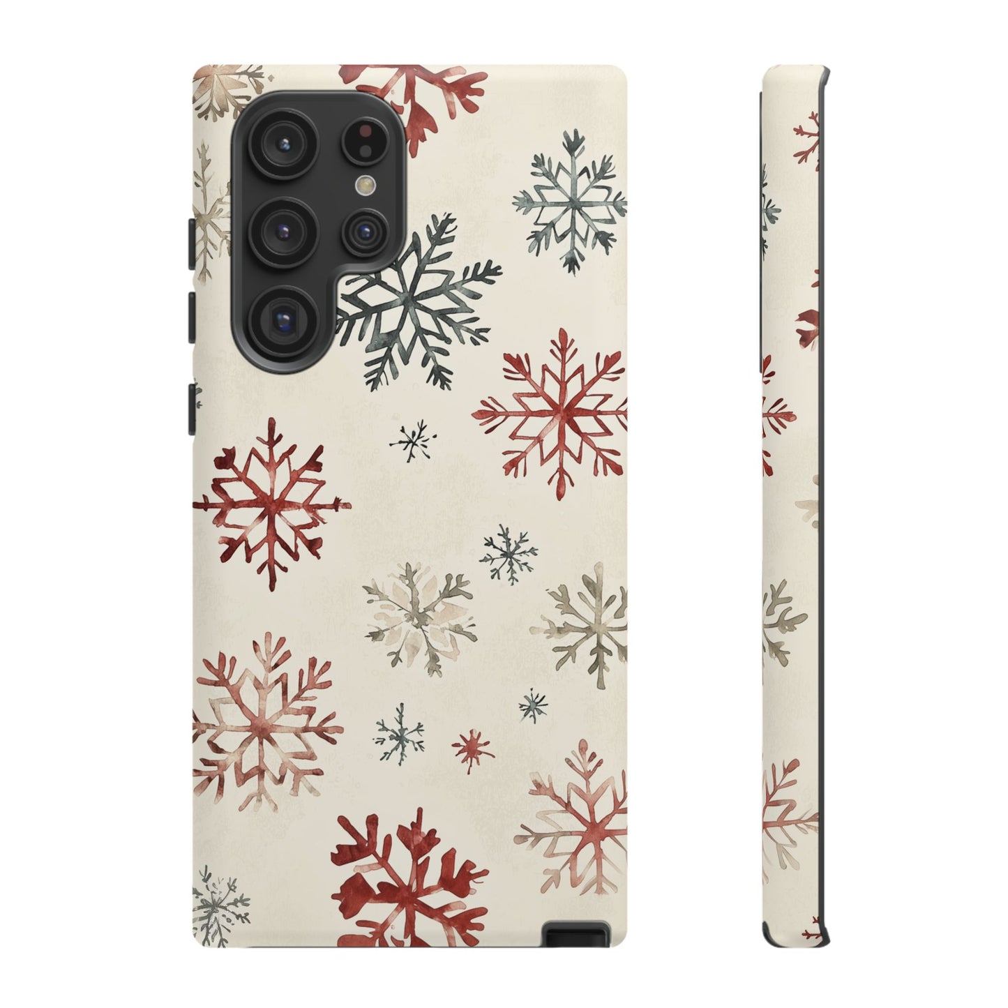 Vintage Red and Gray Snowflake Pattern – Samsung Galaxy Series Case