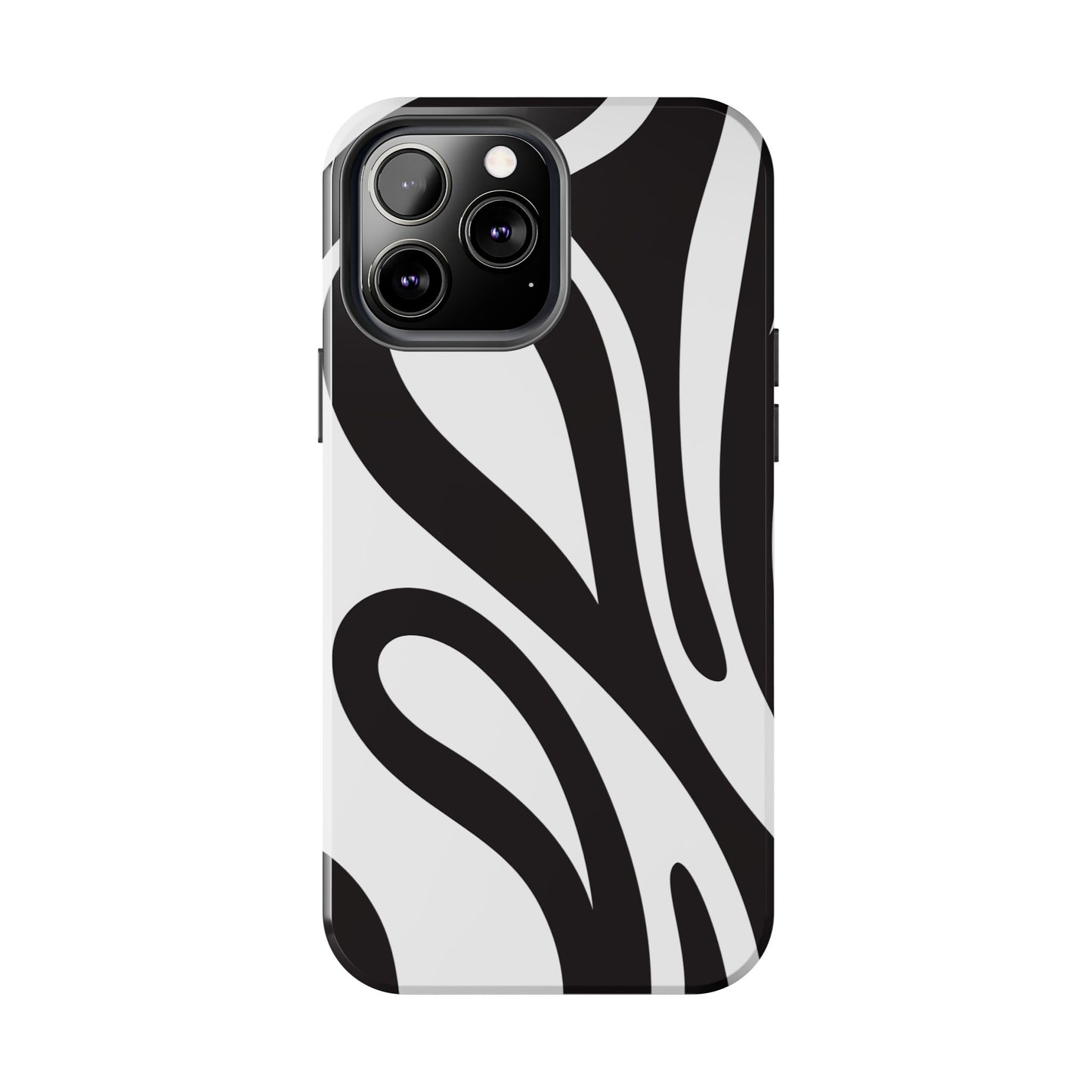 Modern Black and White Abstract Tough iPhone Case – Bold Graphic Pattern with Dual-Layer Protection