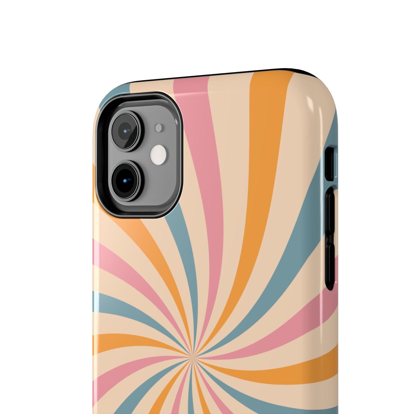 Retro Swirl Pattern iPhone Case – Bold 70s Vibe in Pink, Orange, and Teal