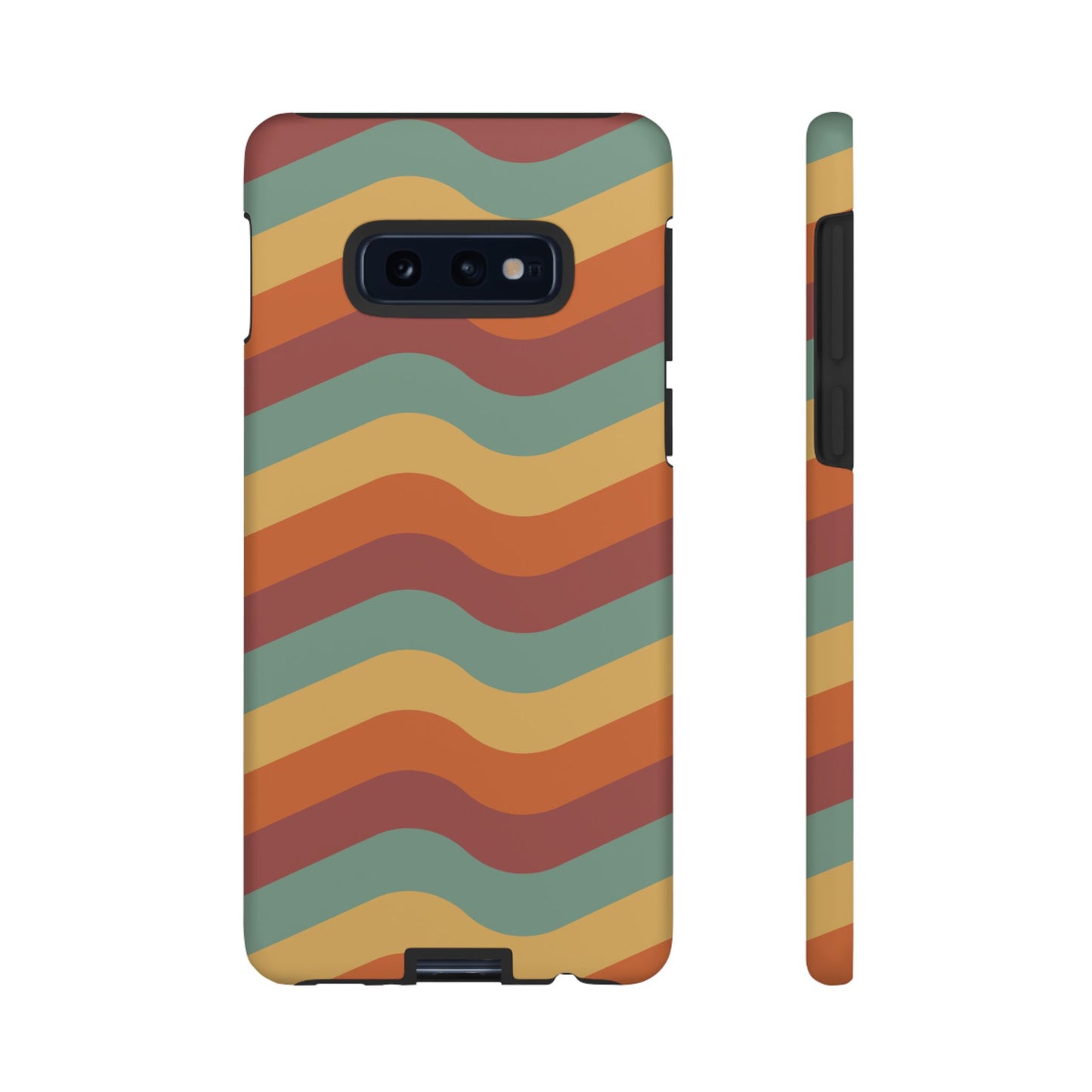 Retro Vibe Wavy Stripes Samsung Galaxy Case – 70s-Inspired in Teal, Orange, and Rust
