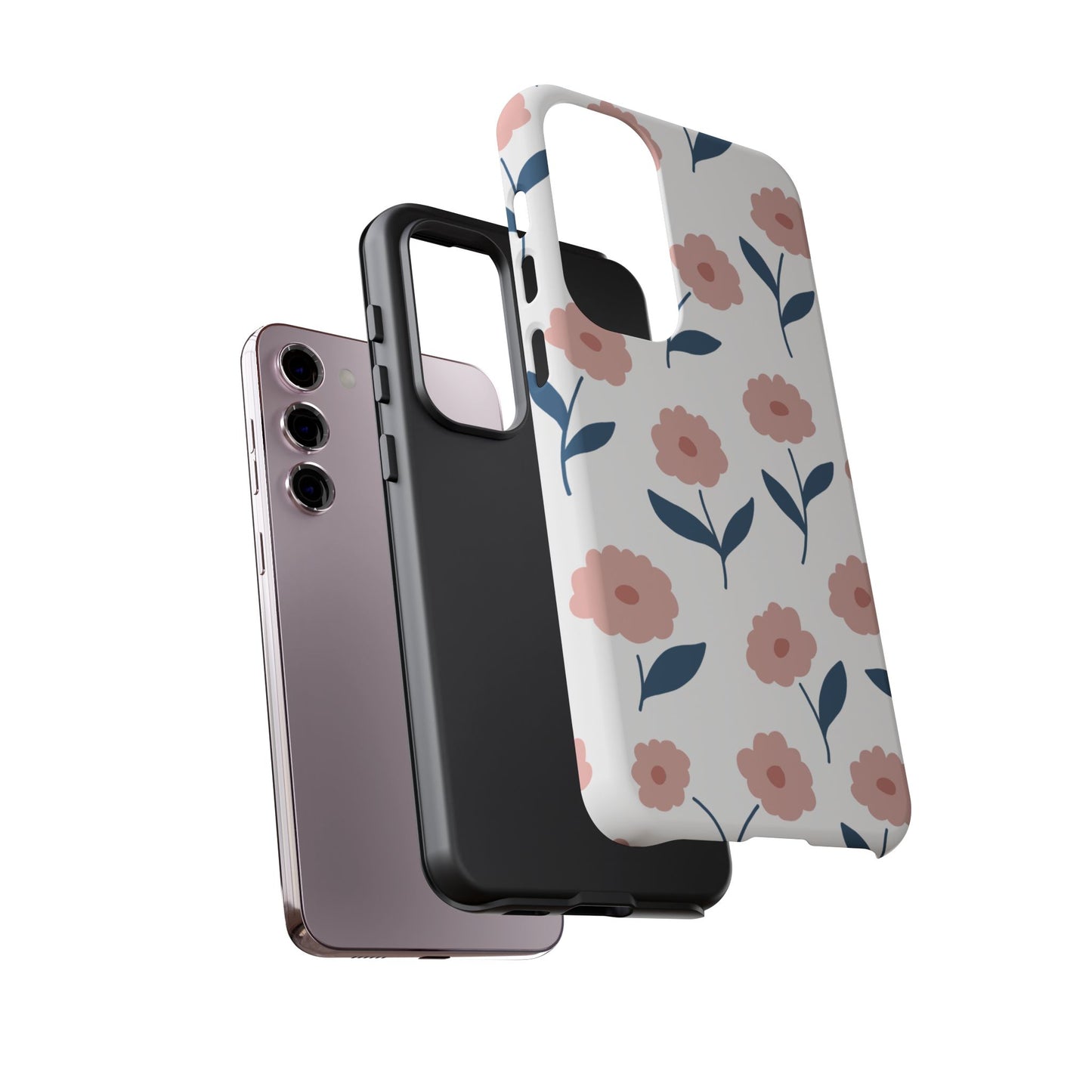 Playful Pink Floral Tough Samsung Galaxy Case – Soft Pastel Design, Slim & Shockproof