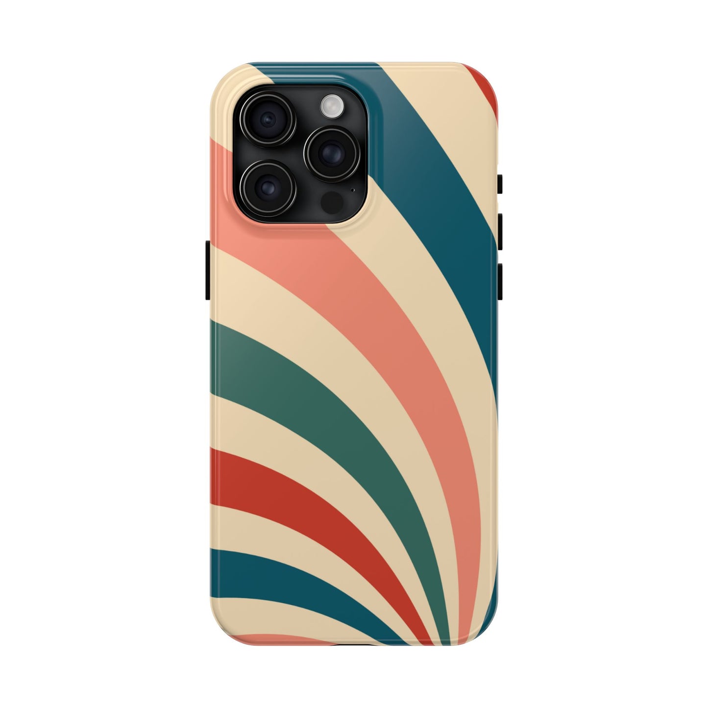 Retro Sunburst Swirl iPhone Case – Dual-Layer Protection with Bold 70s Vibes