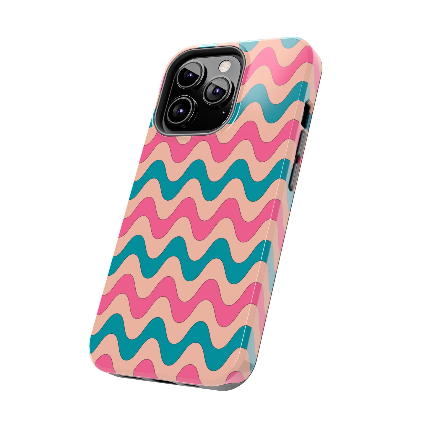 Retro Waves Pattern iPhone Case – Shockproof Design with Dual-Layer Protection