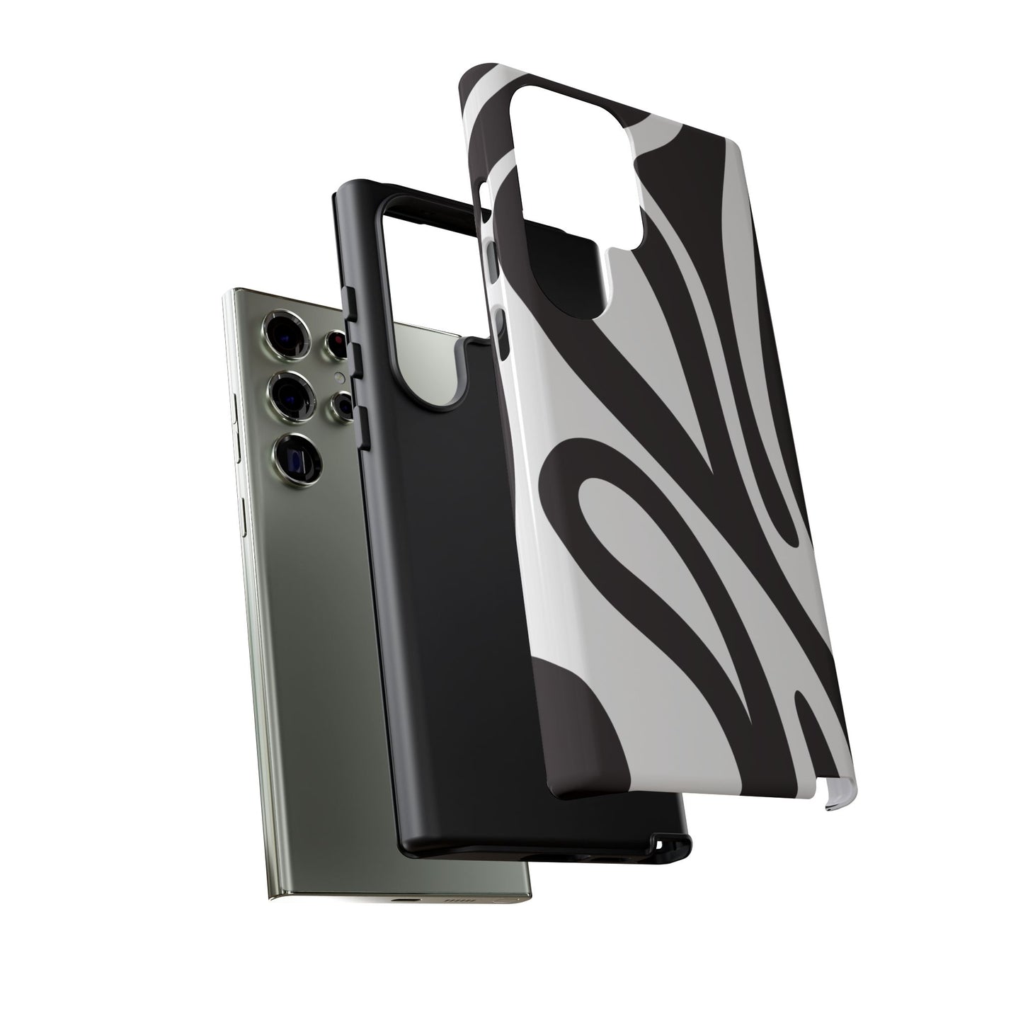 Modern Black and White Abstract Tough Samsung Galaxy Case – Bold Graphic Pattern with Dual-Layer Protection