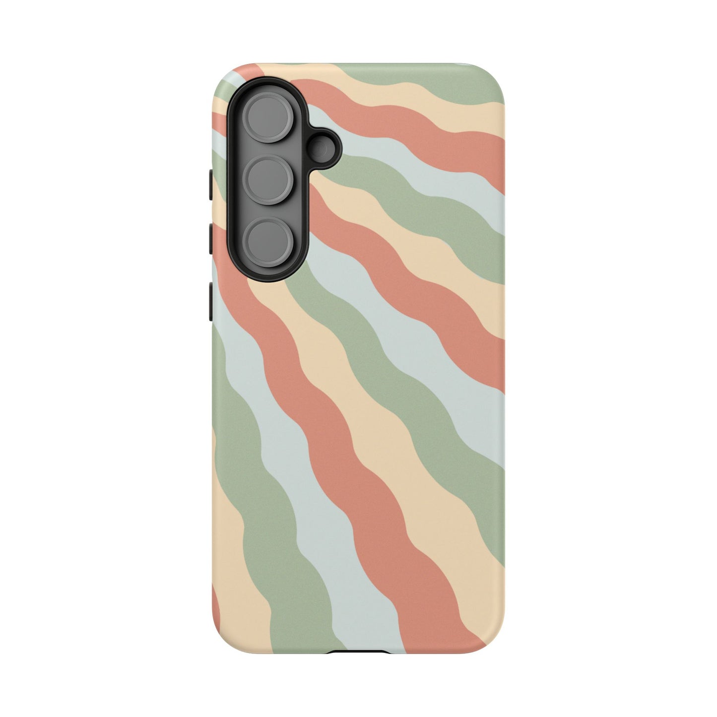 Earthy Retro Waves Samsung Galaxy Case – 70s-Inspired Wavy Stripes in Soft Green, Cream, and Rust