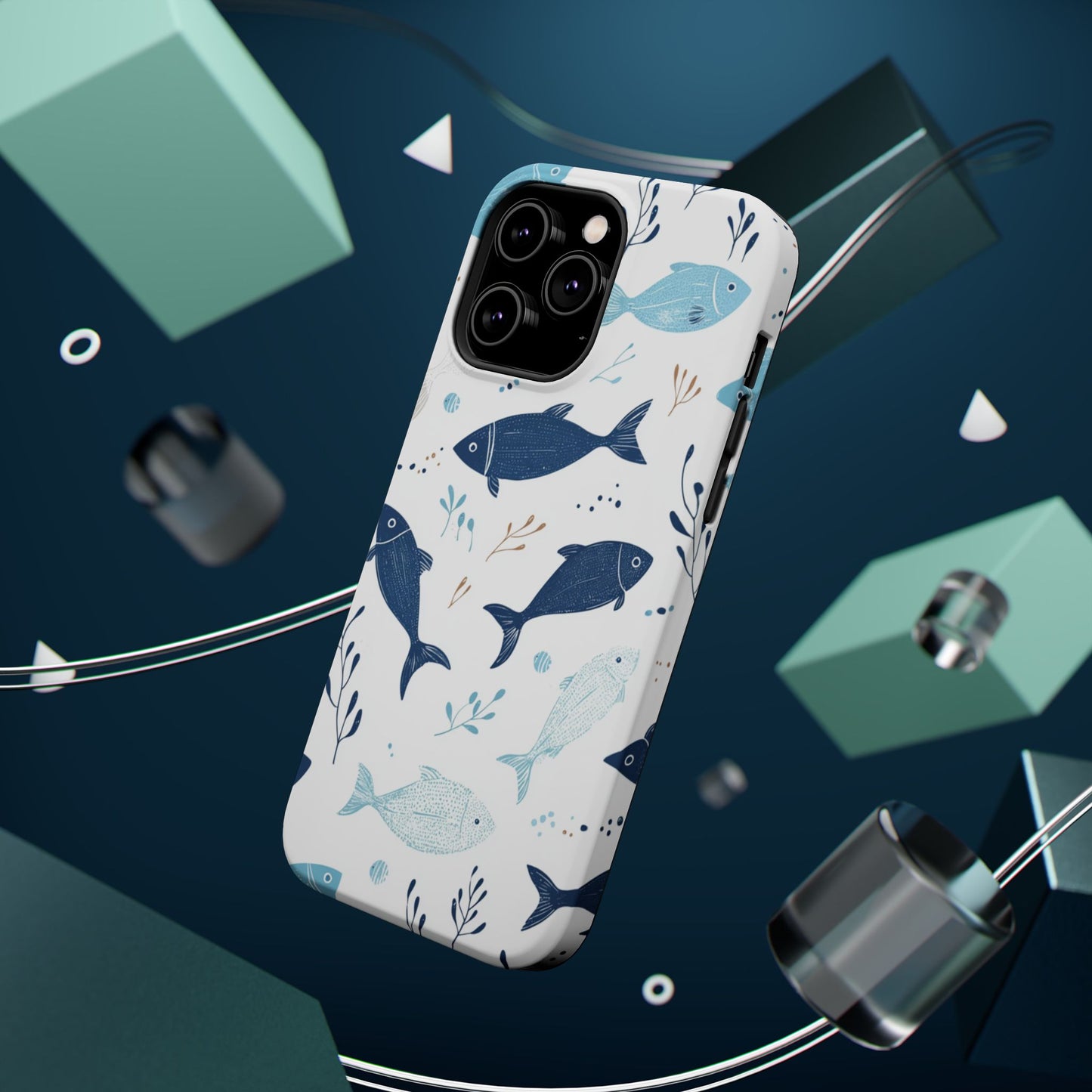 Oceanic Blue Fish Pattern - MagSafe iPhone Series Case