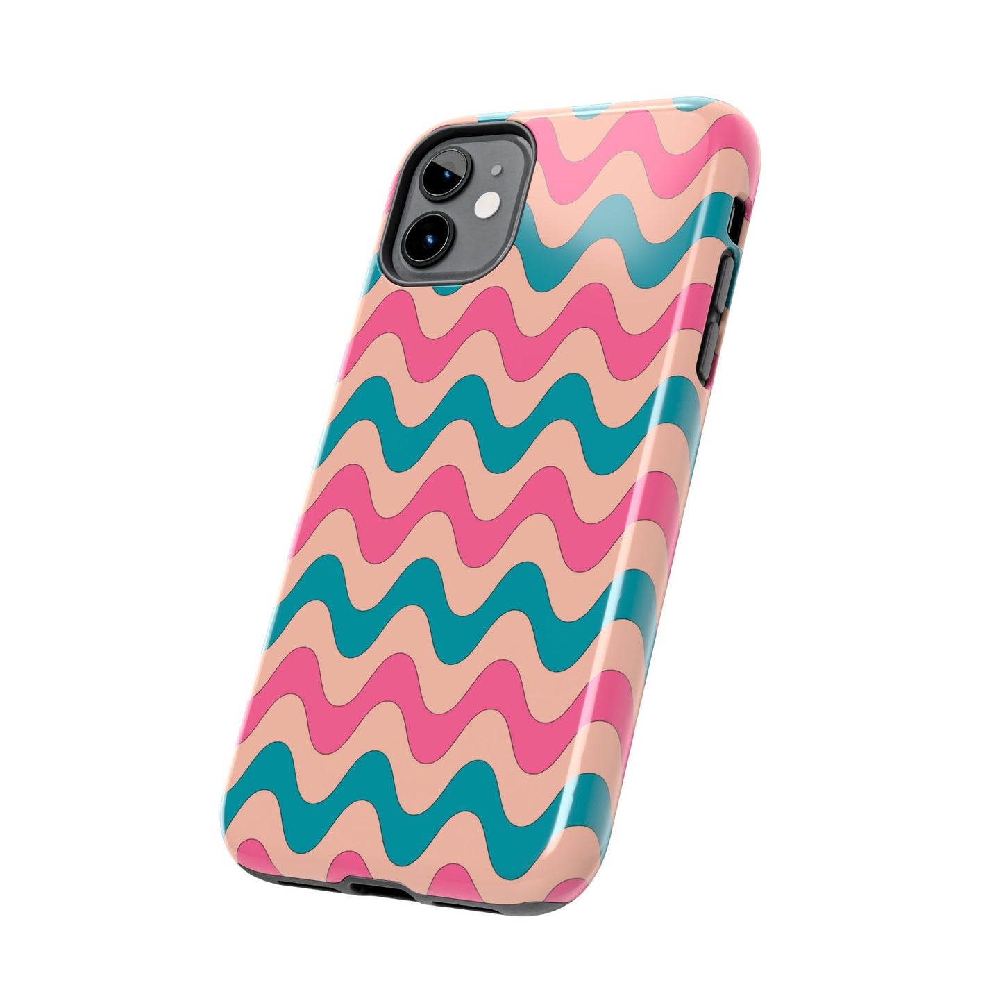 Retro Waves Pattern iPhone Case – Shockproof Design with Dual-Layer Protection