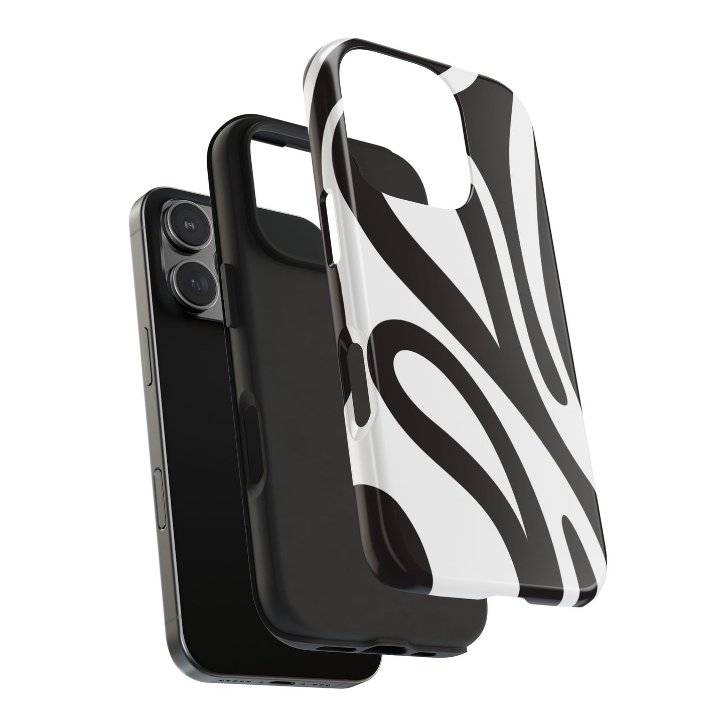 Modern Black and White Abstract Tough iPhone Case – Bold Graphic Pattern with Dual-Layer Protection