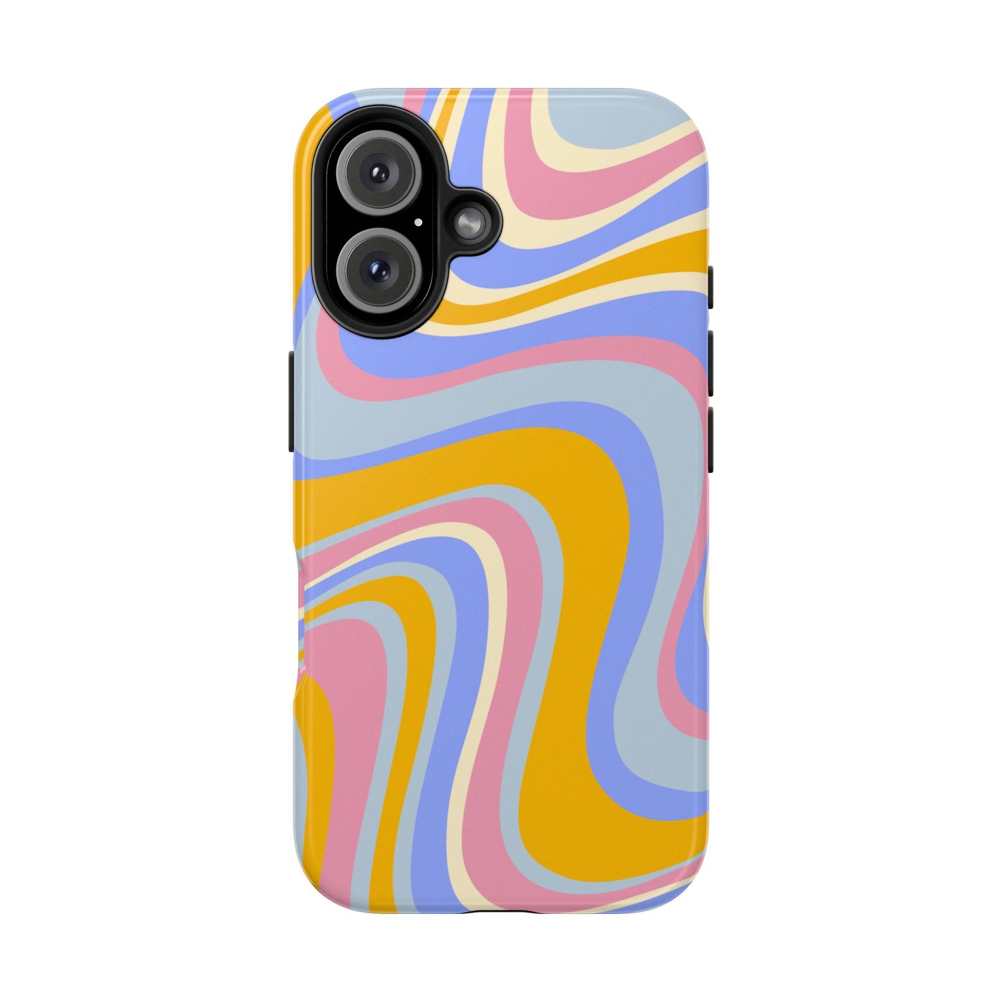 Groovy Pastel Waves iPhone Case – 70s-Inspired Design with Dual-Layer Protection