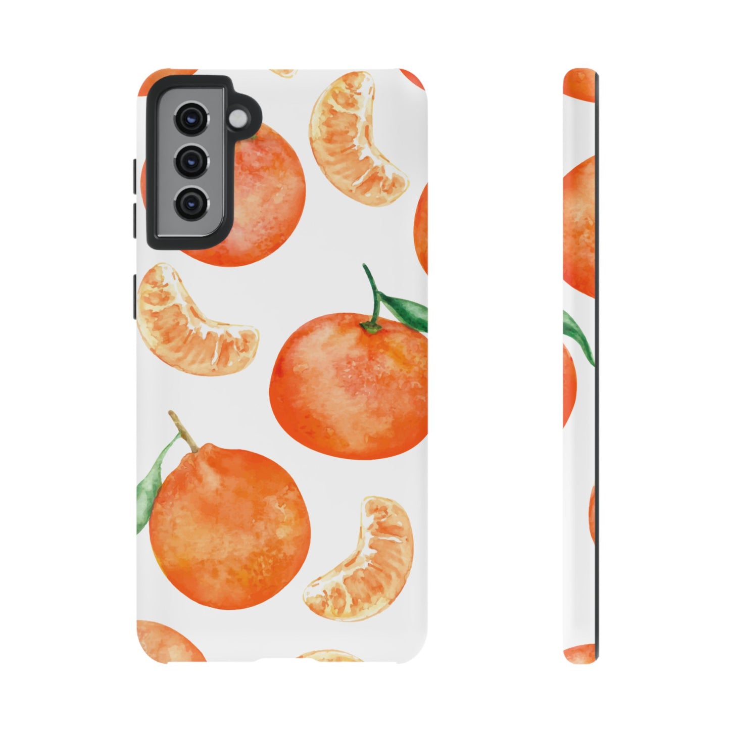 Tangerine Dreams Tough Samsung Galaxy Case – Watercolor Orange Design, Shockproof Dual Protection