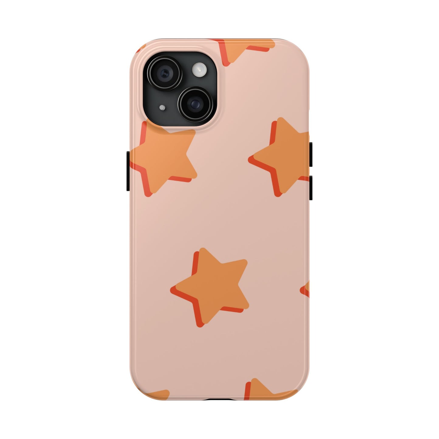Retro Orange Stars iPhone Case – Shock-Resistant, Smooth Matte Finish, Dual-Layer Design