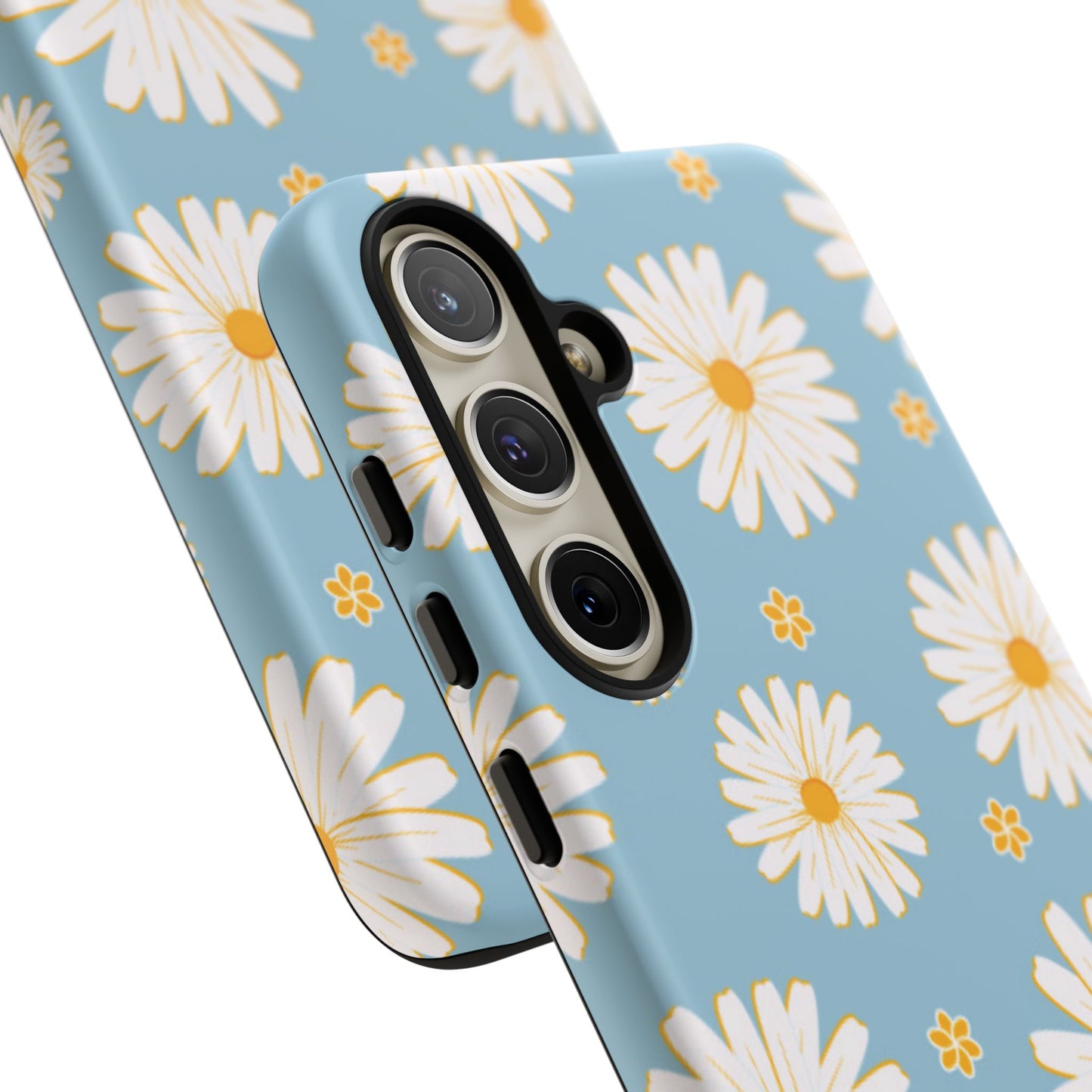 Bright Daisy Samsung Galaxy Case – Light Blue Background, Shockproof and Slim Design