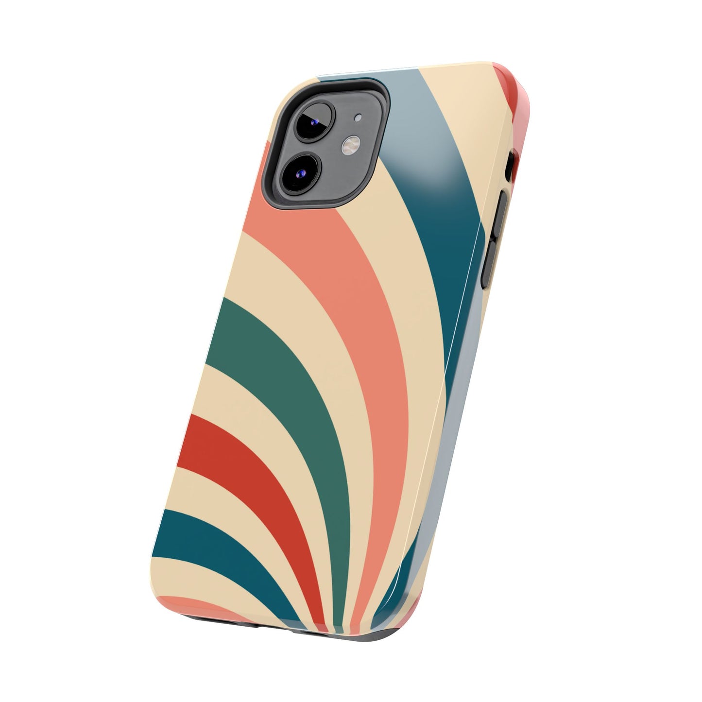 Retro Sunburst Swirl iPhone Case – Dual-Layer Protection with Bold 70s Vibes