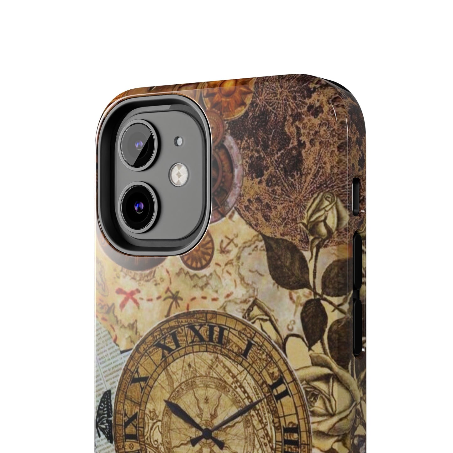 Steampunk Vintage Adventure iPhone Case – Dual - Layer Protection with Antique Map and Clock Design - BOGO Cases