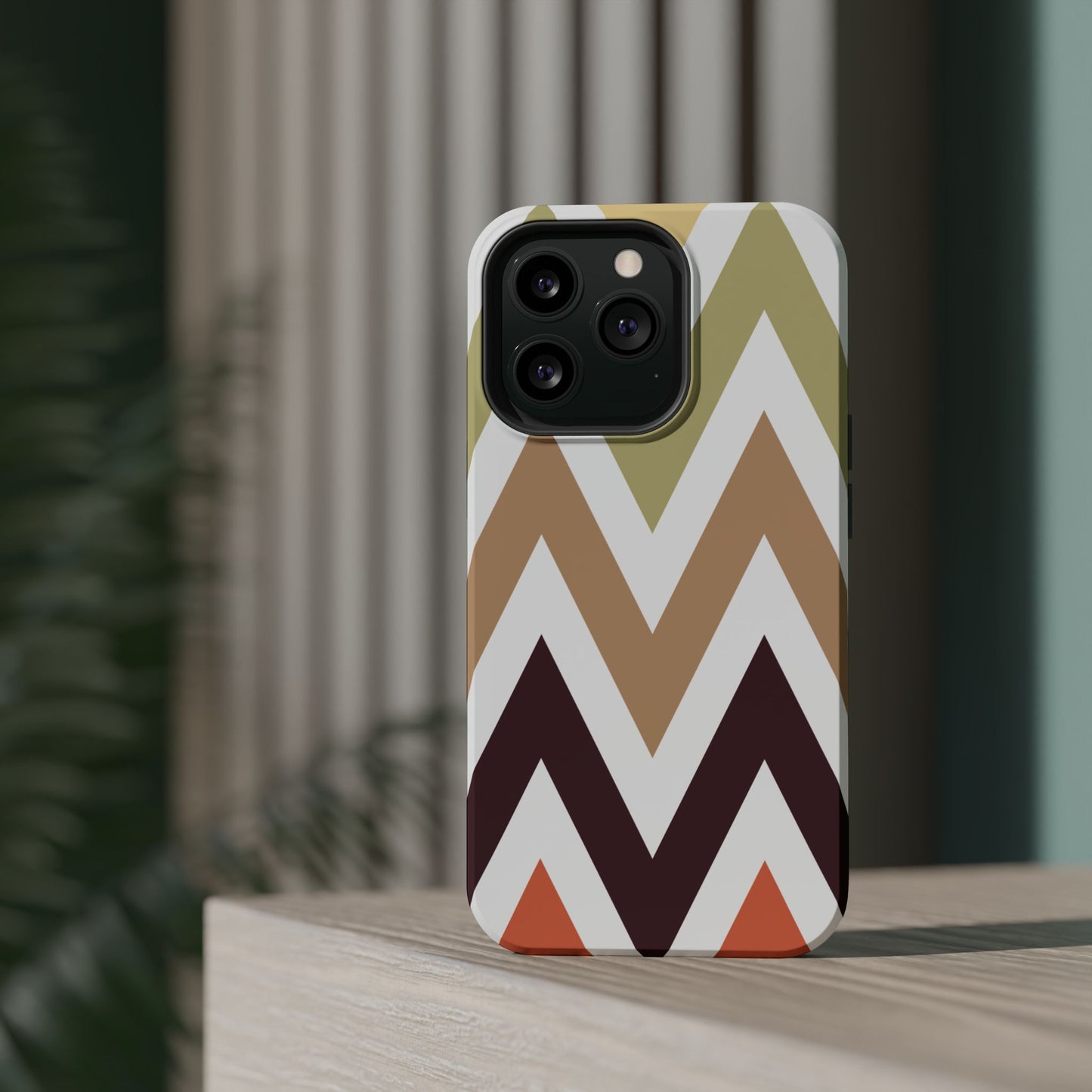 Earthy Chevron MagSafe iPhone Case – Boho-Inspired Design with Dual-Layer Protection