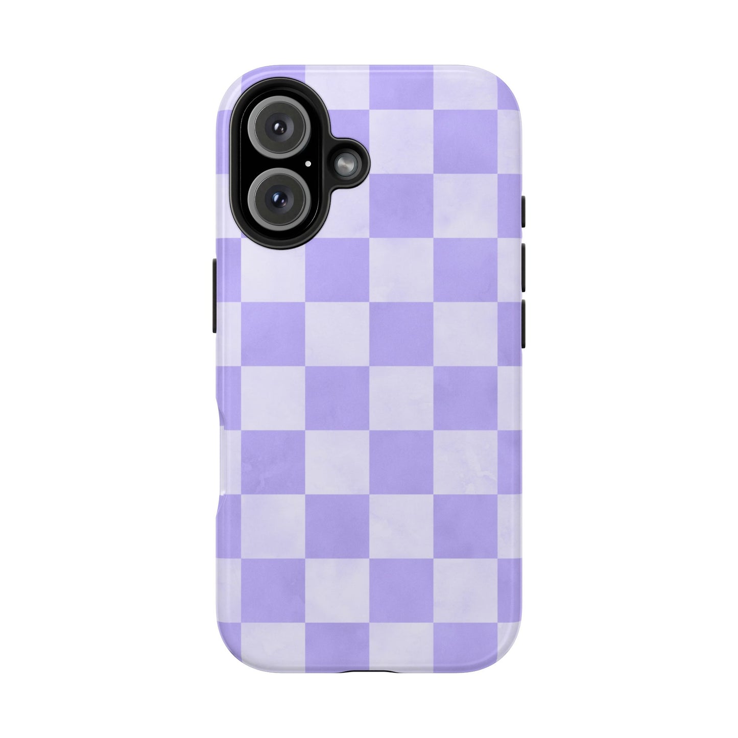 Lavender Checkerboard iPhone Case – Shockproof, Smooth Matte Finish, Dual-Layer Design