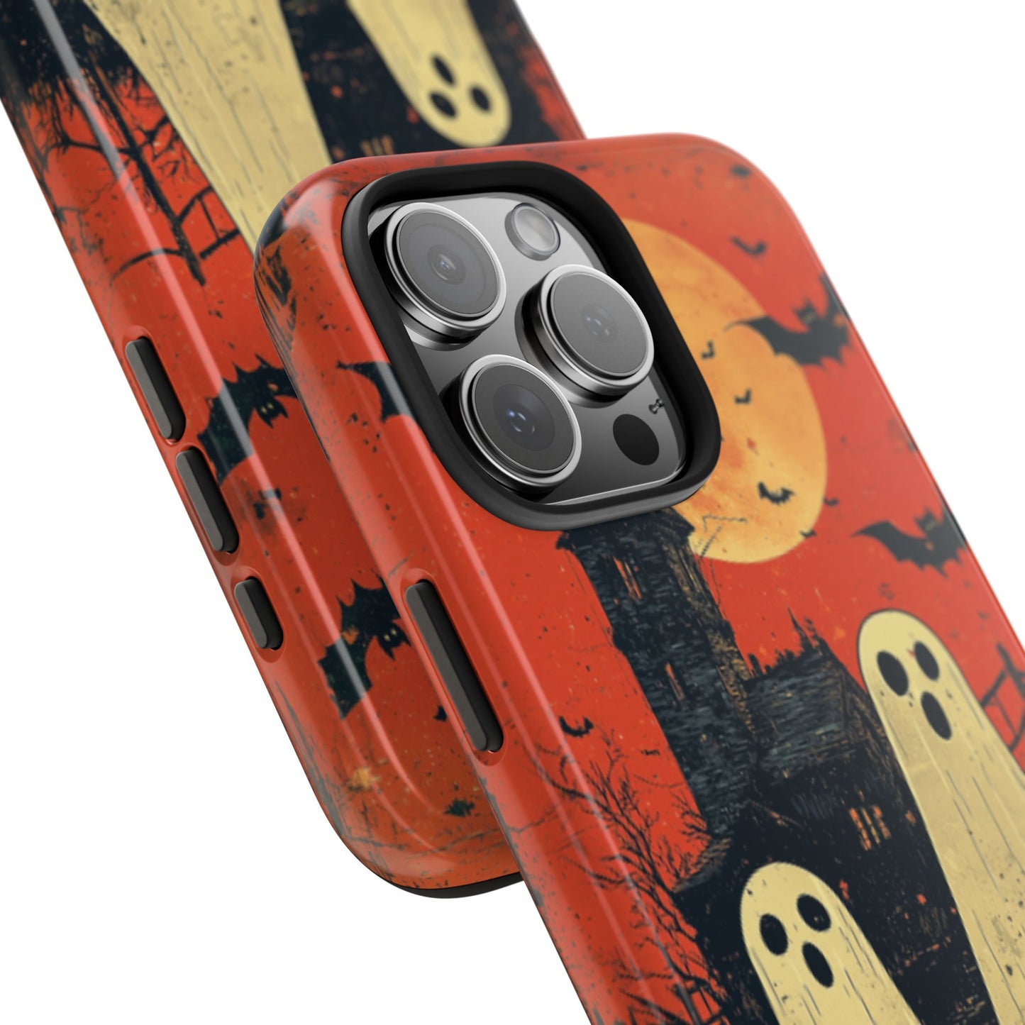 Haunted House & Ghosts iPhone Case – Spooky Halloween Full Moon Design