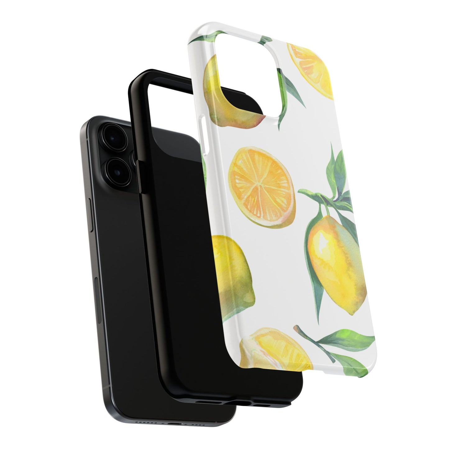 Lemon Grove Watercolor Tough iPhone Case – Fresh Citrus Design, Dual - Layer Protection - BOGO Cases