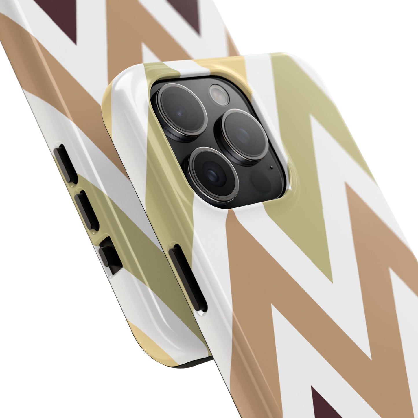 Earthy Chevron iPhone Case – Boho-Inspired Design with Dual-Layer Protection