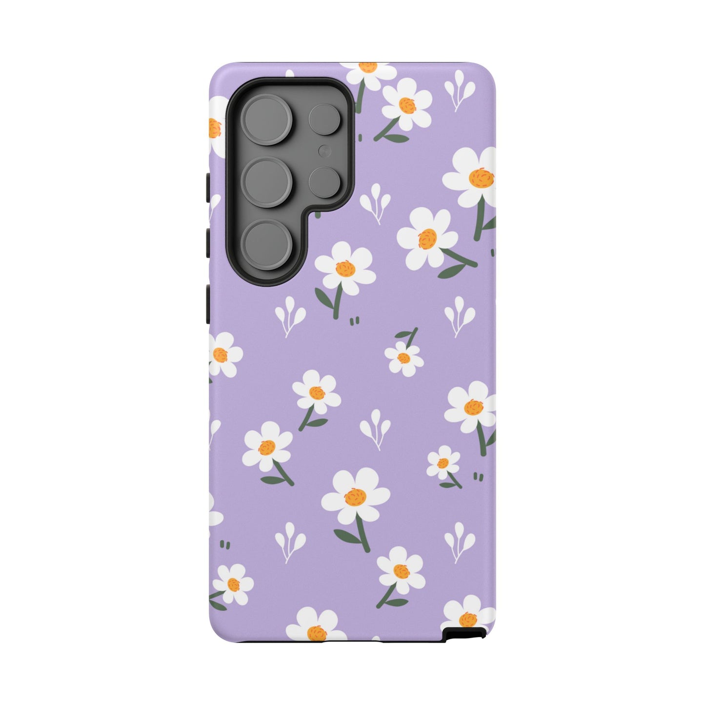 Purple Daisy Garden Samsung Galaxy Case – Soft Lavender Background, Shockproof Protection with Slim Fit