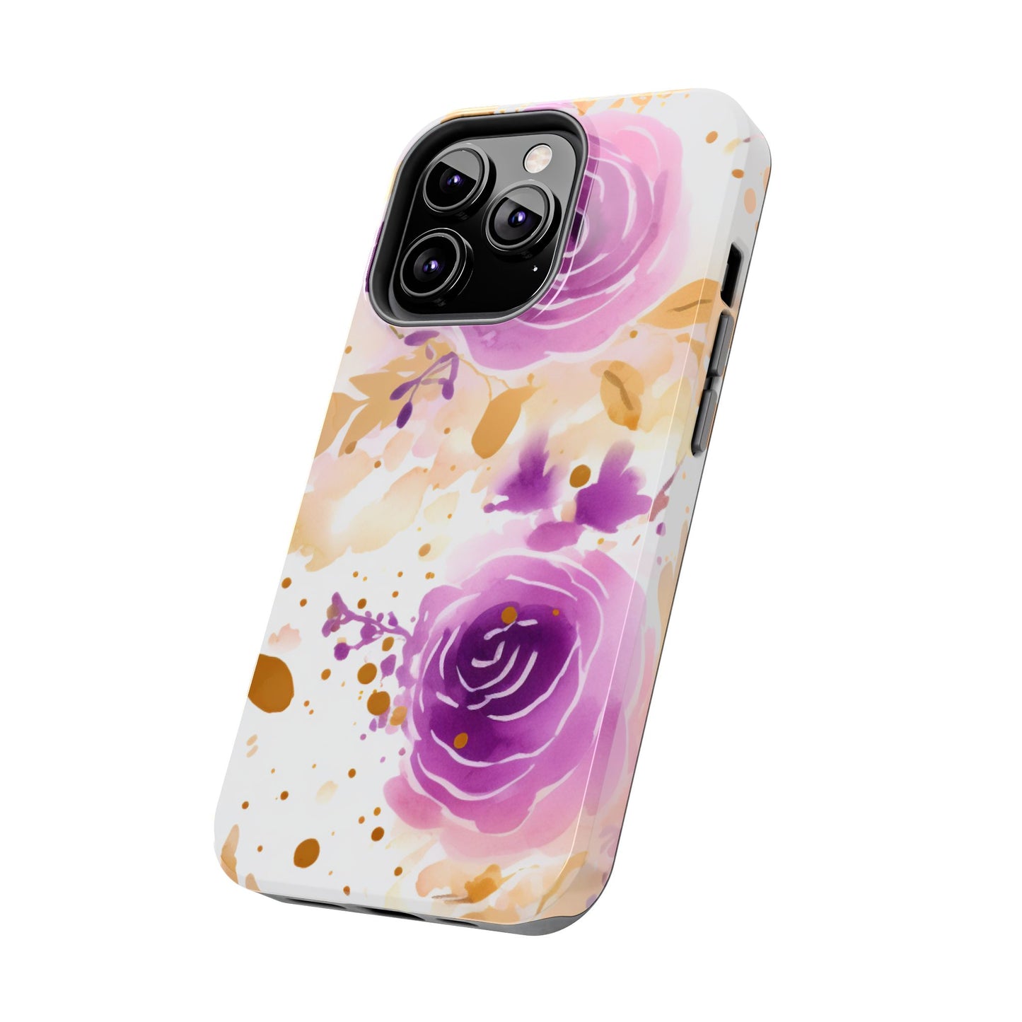 Soft Purple & Gold Floral Splash - iPhone Series Case