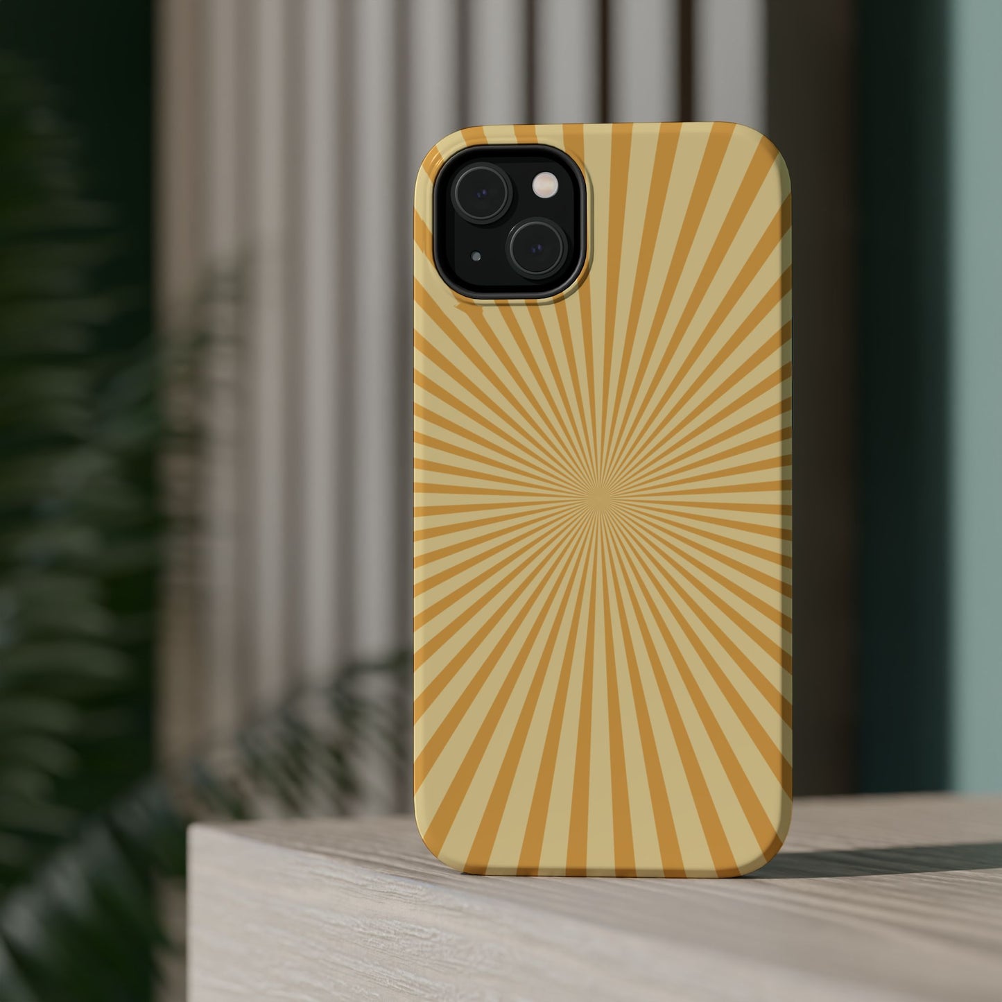 Golden Sunburst MagSafe  iPhone Case – Retro Radiant Design with Dual-Layer Protection