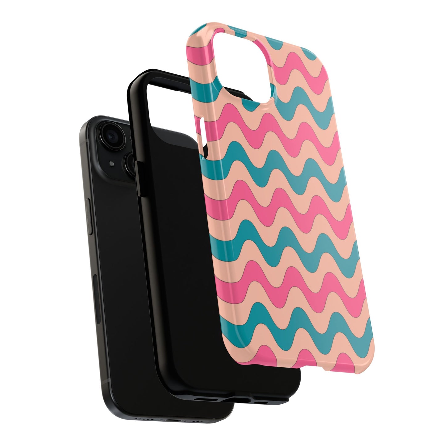 Retro Waves Pattern iPhone Case – Shockproof Design with Dual-Layer Protection