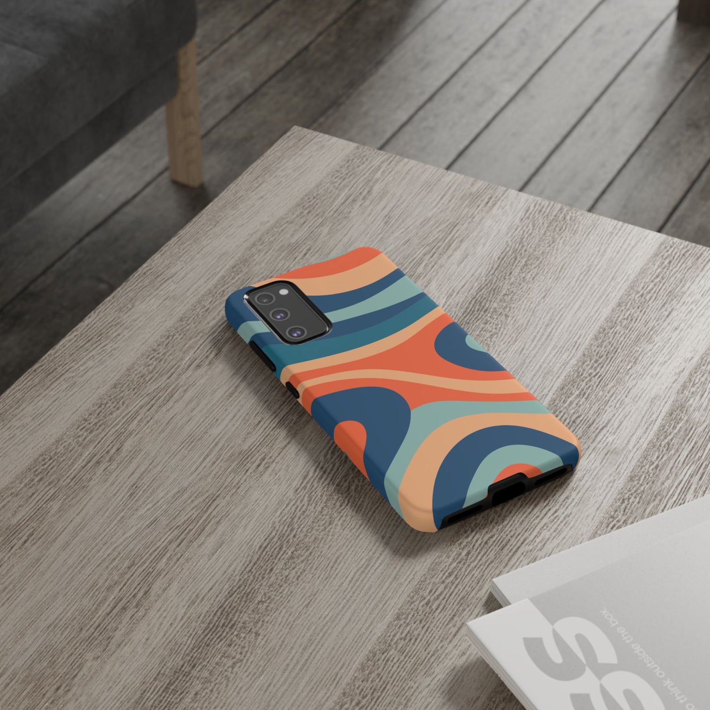 Retro Vibe Wavy Stripes Samsung Galaxy Case – 70s-Inspired in Teal, Orange, and Rust