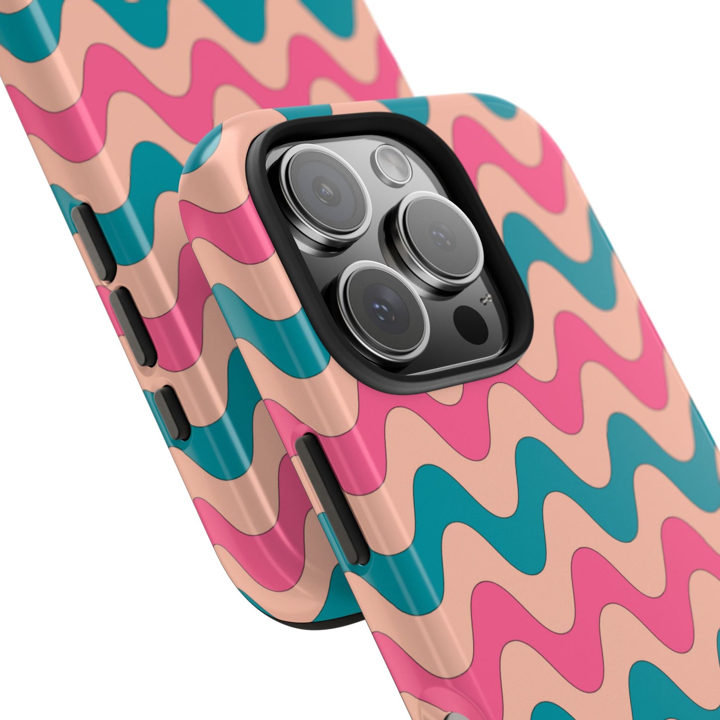 Retro Waves Pattern iPhone Case – Shockproof Design with Dual-Layer Protection