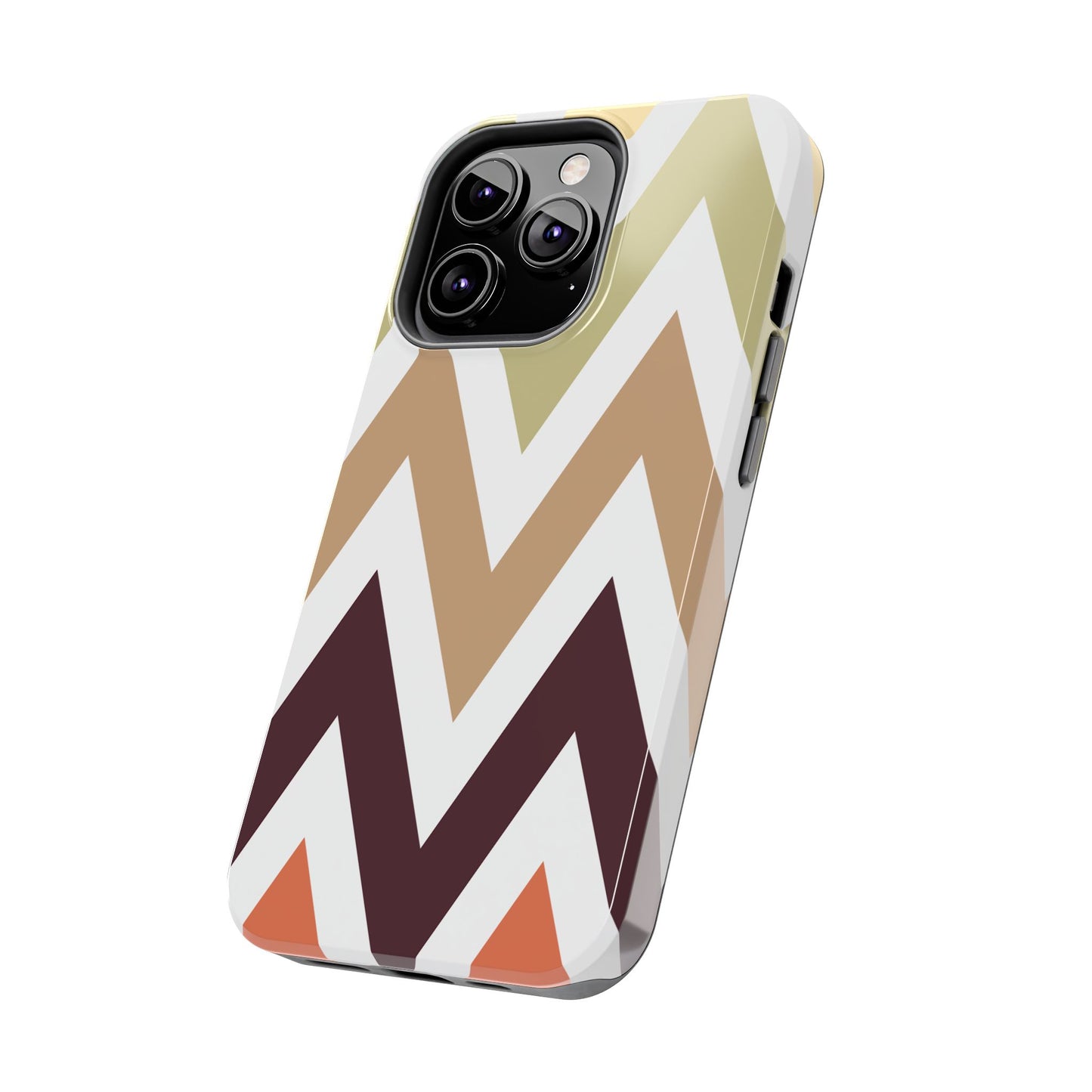 Earthy Chevron iPhone Case – Boho-Inspired Design with Dual-Layer Protection