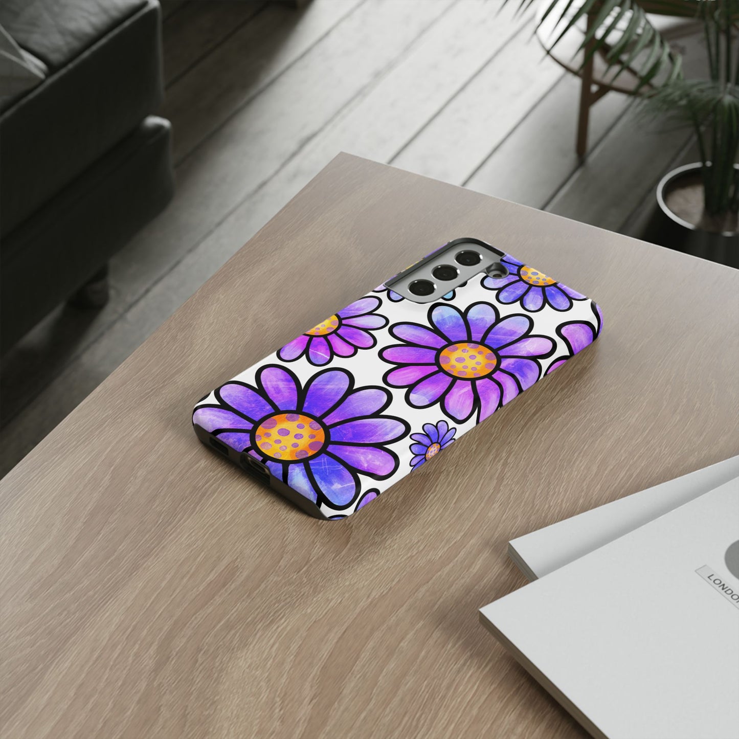 Purple Daisy Delight Samsung Galaxy Case – Slim Profile, Glossy Finish